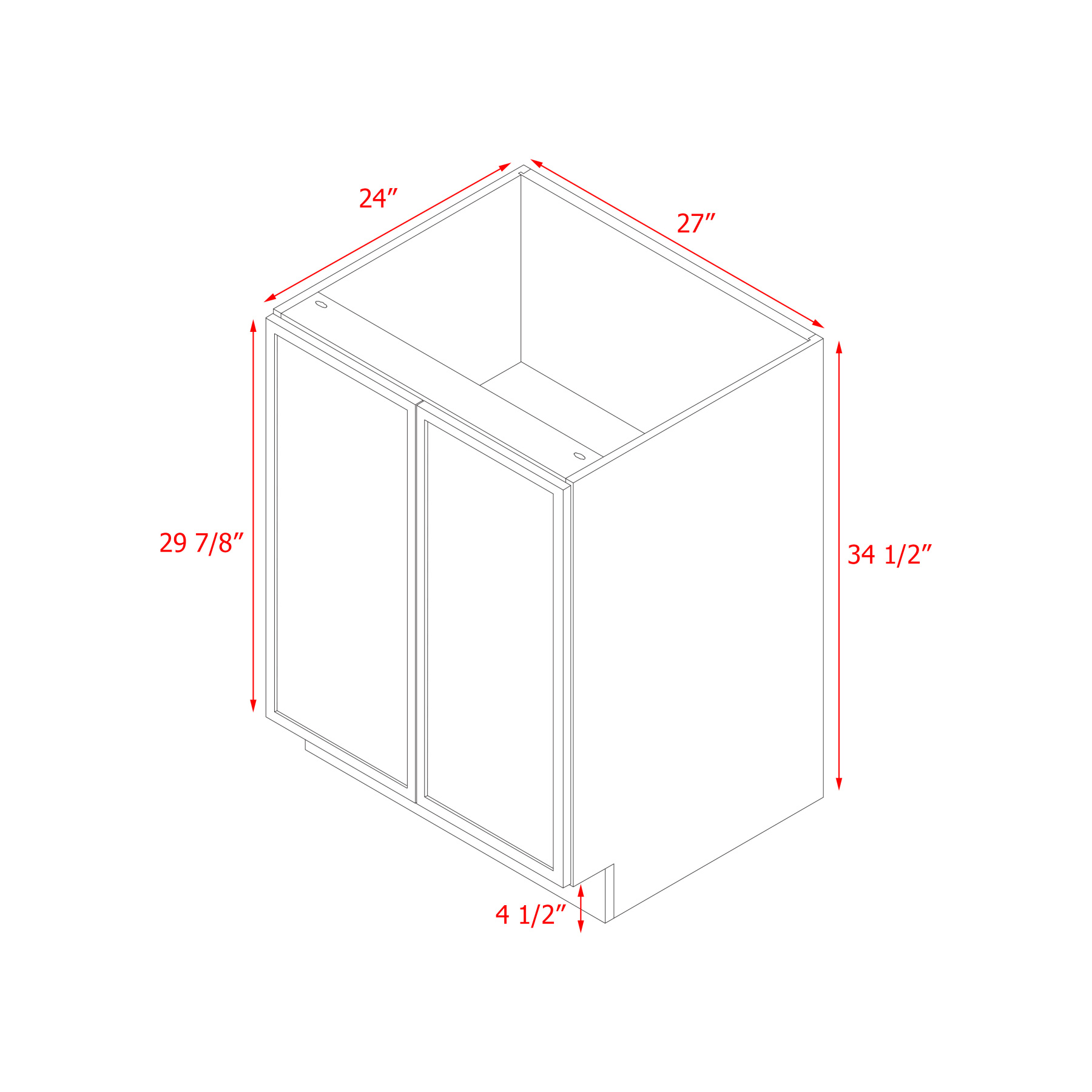 Shady Slim Gray Shaker - 27"W Base Cabinet