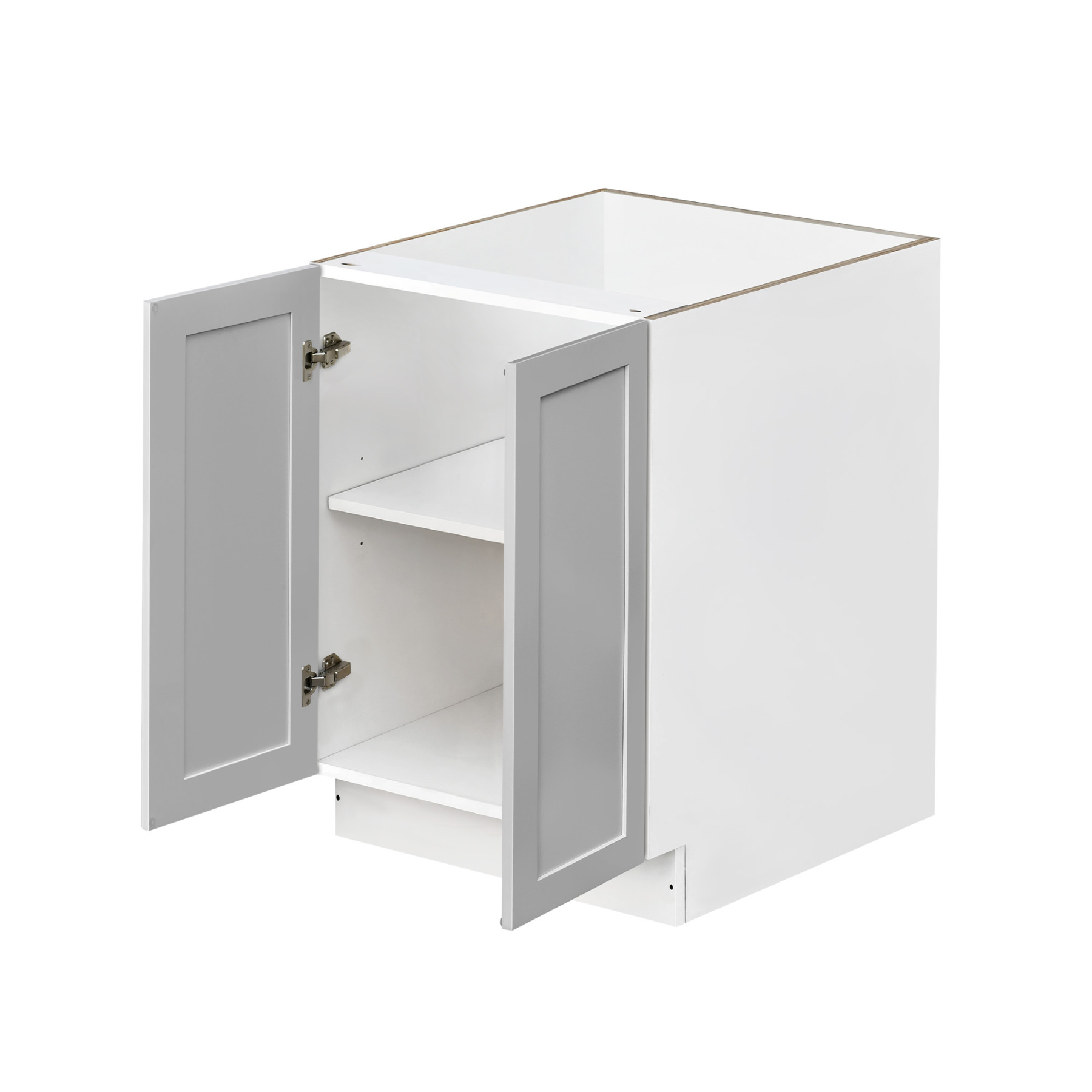 White Box Gray Shaker - 27"W Full-Height Door Base Cabinet 2-Doors 1-Adjustable Shelf