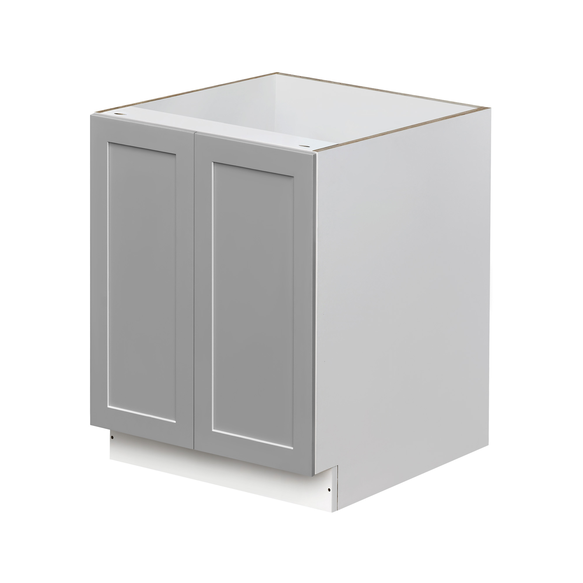 White Box Gray Shaker - 27"W Full-Height Door Base Cabinet 2-Doors 1-Adjustable Shelf