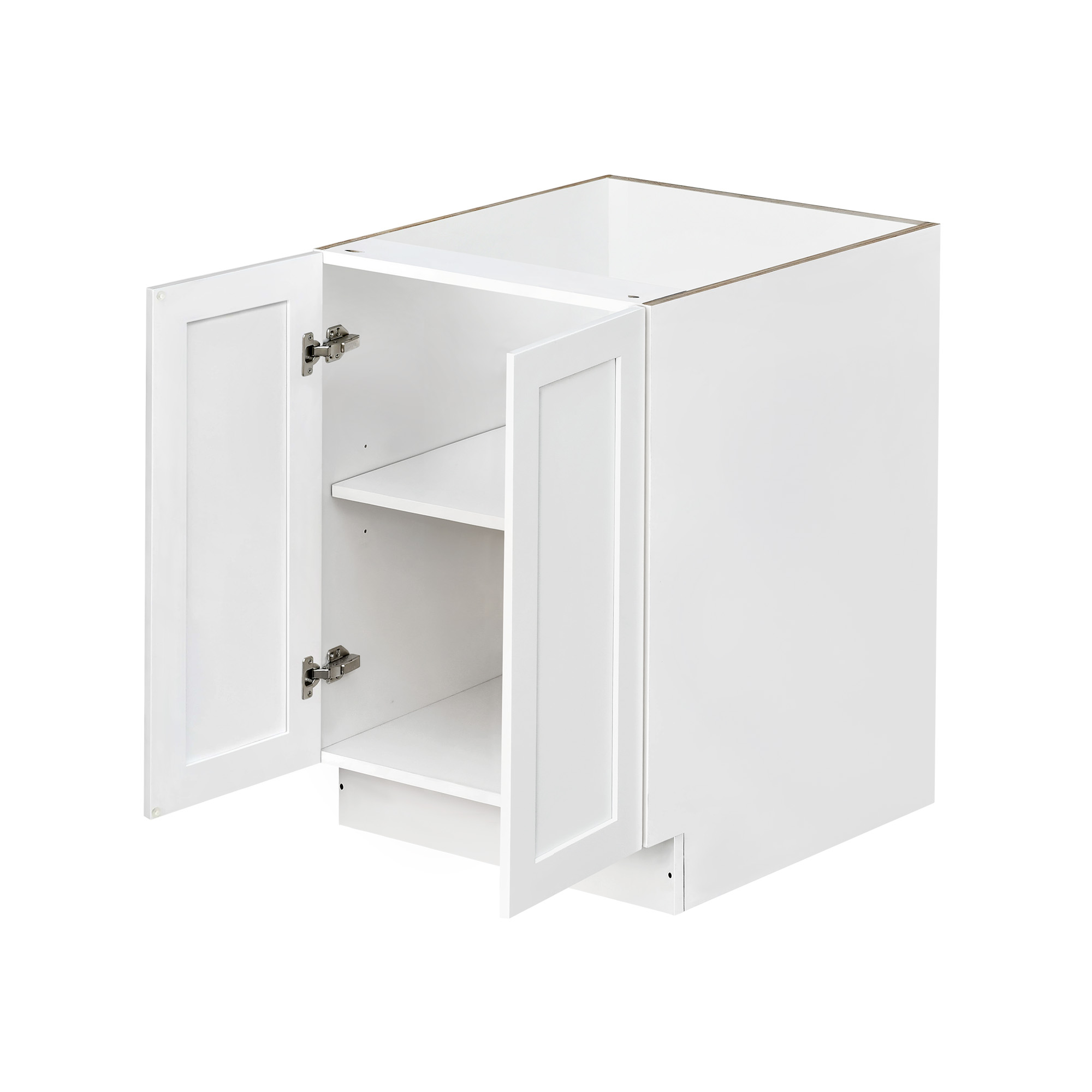 White Shaker - 27"W Full-Height Door Base Cabinet 2-Doors 1-Adjustable Shelf