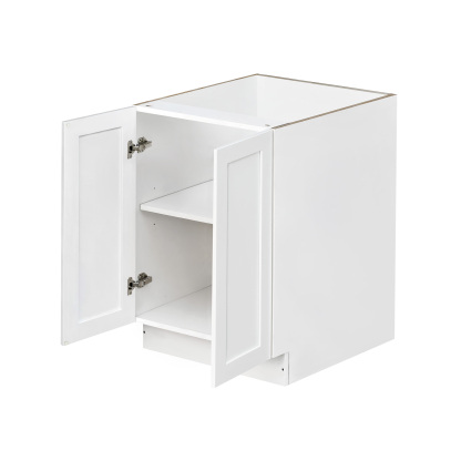 White Shaker - 27"W Full-Height Door Base Cabinet 2-Doors 1-Adjustable Shelf