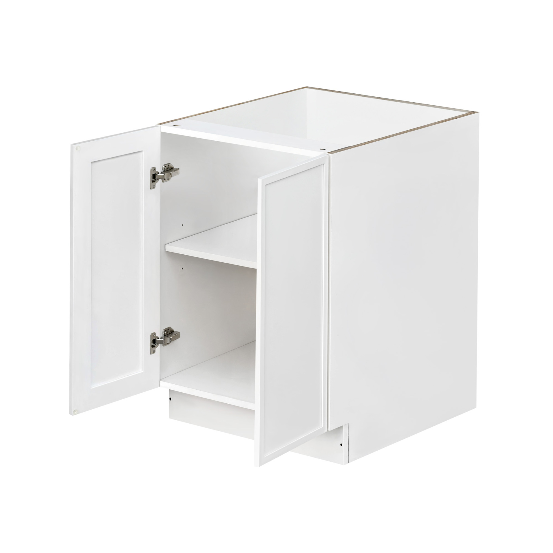 Slim White Shaker - 27"W Full-Height Door Base Cabinet 2-Doors 1-Adjustable Shelf