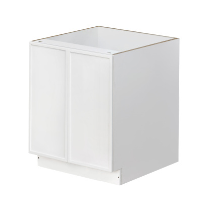 Slim White Shaker - 27"W Full-Height Door Base Cabinet 2-Doors 1-Adjustable Shelf
