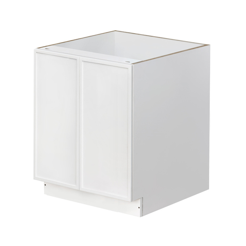 Slim White Shaker - 27"W Full-Height Door Base Cabinet 2-Doors 1-Adjustable Shelf