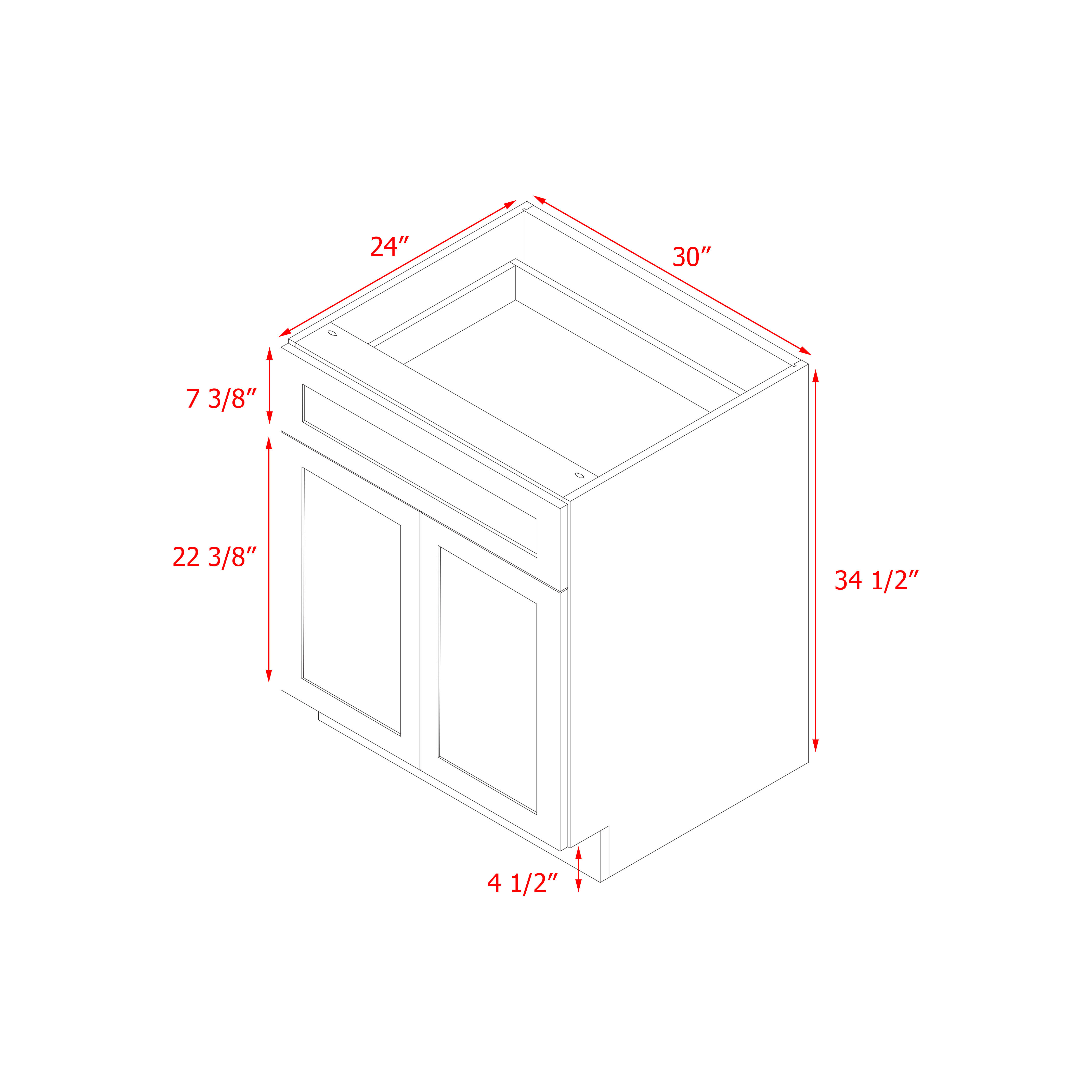 Mallorca White Shaker - 30"W Standard Base Cabinet