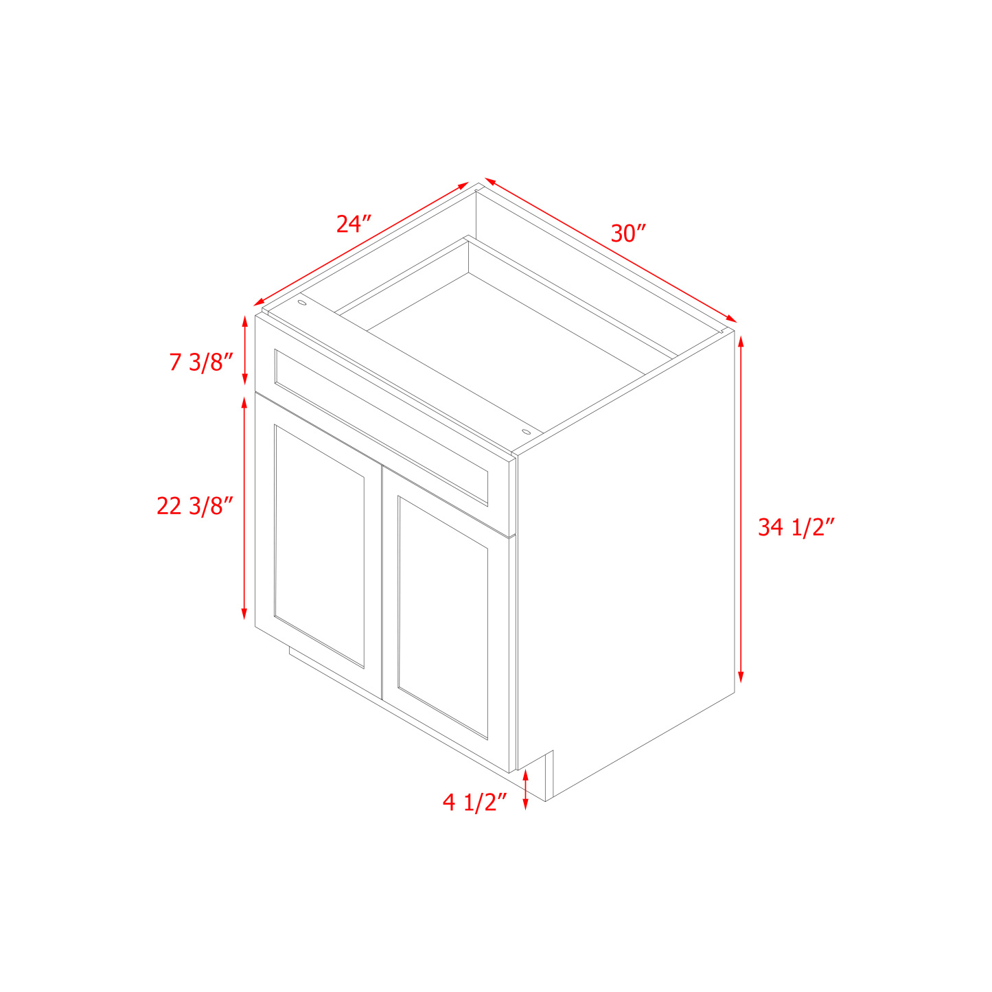 Mallorca White Shaker - 30"W Standard Base Cabinet
