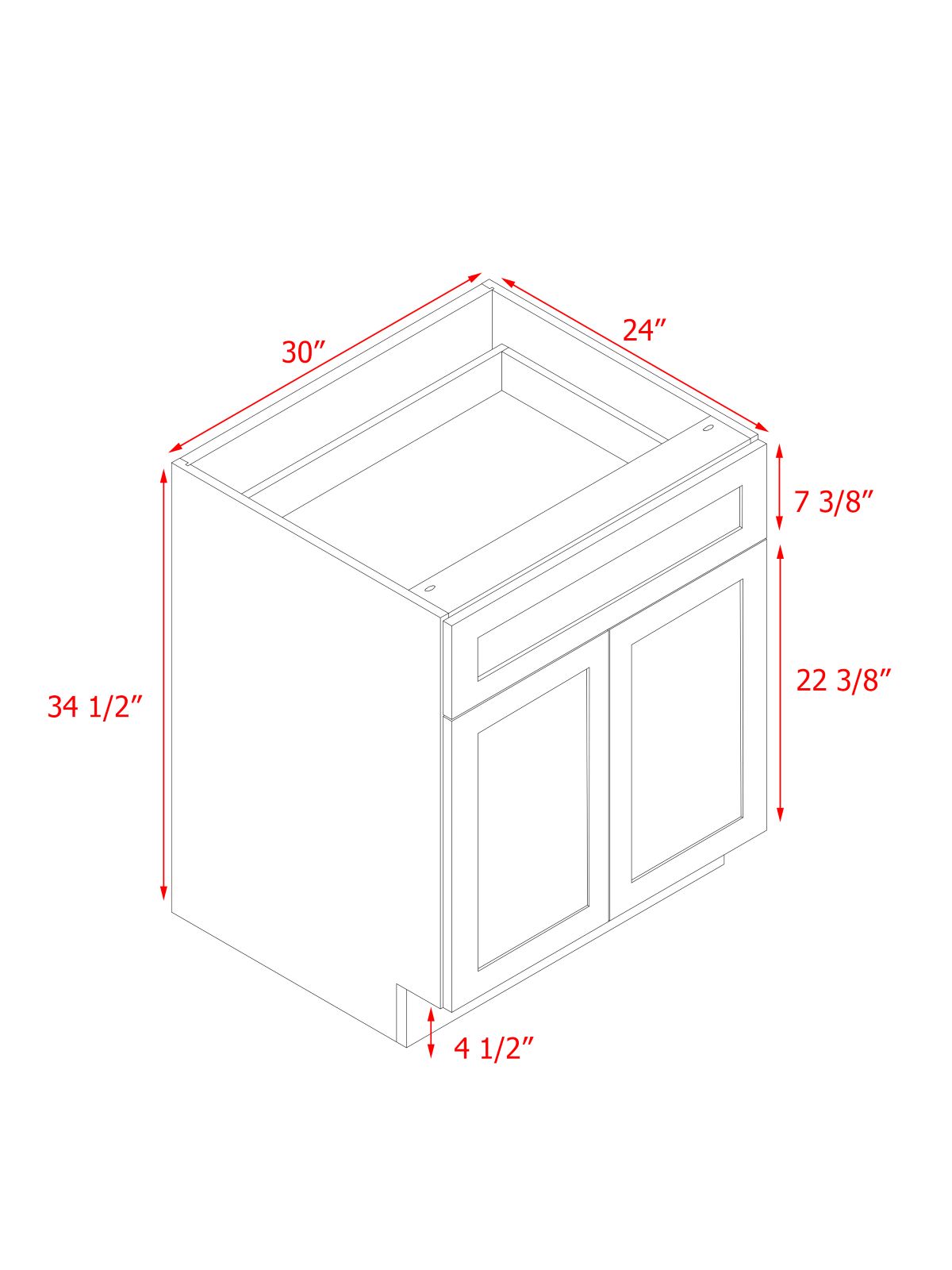 White Shaker Base Cabinet 2-Doors 1-Drawer 1-Adjustable Shelf