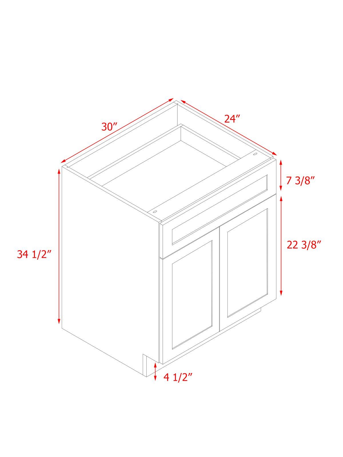 White Shaker Base Cabinet 2-Doors 1-Drawer 1-Adjustable Shelf