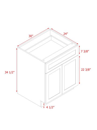 White Shaker Base Cabinet 2-Doors 1-Drawer 1-Adjustable Shelf