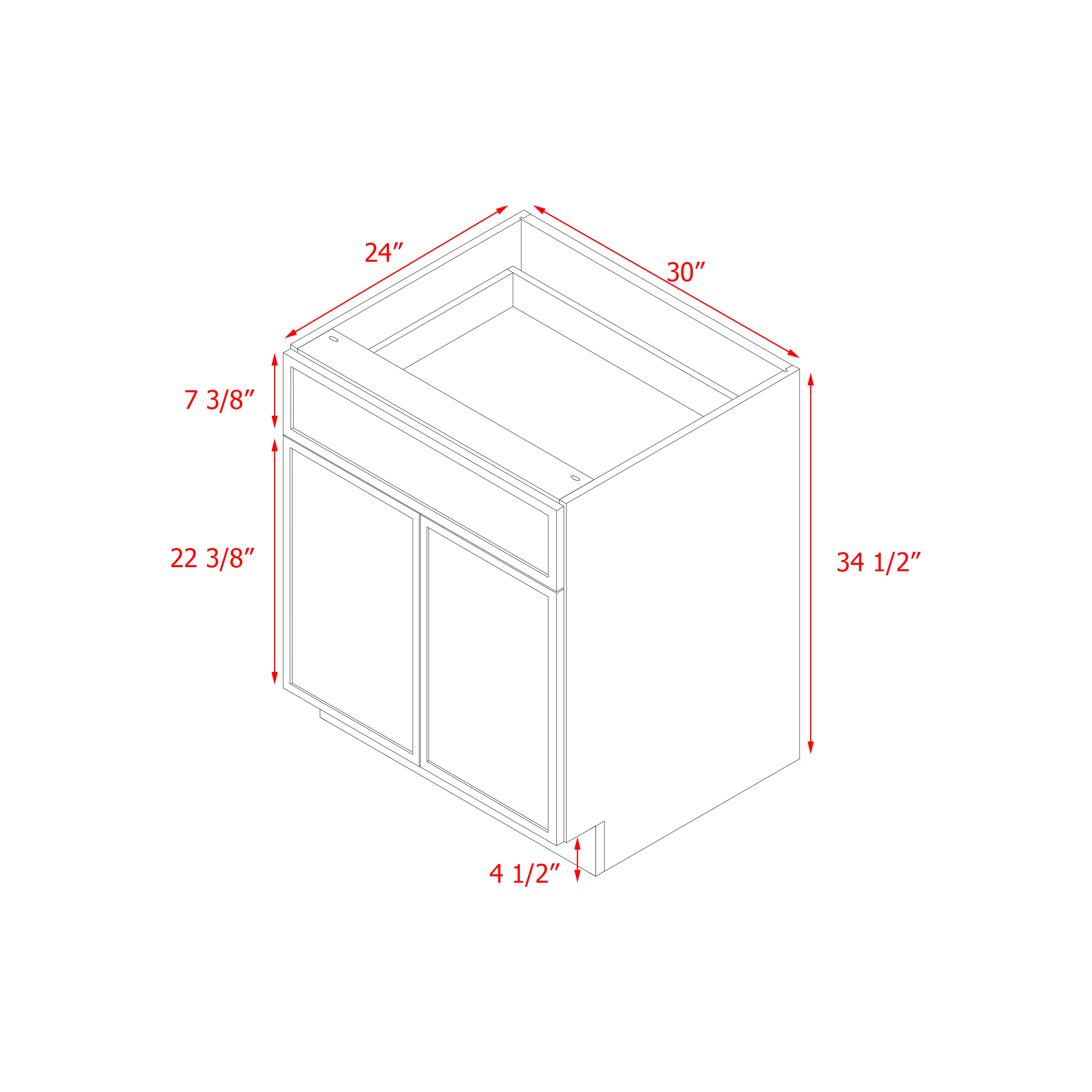 Shady Slim Gray Shaker - 30"W Standard Base Cabinet