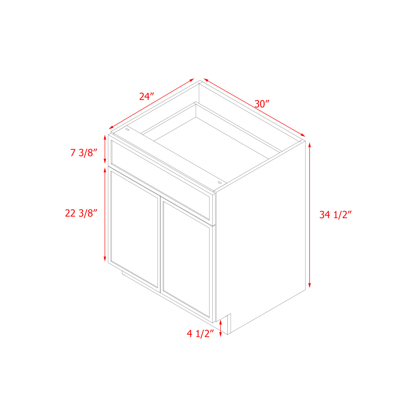 Shady Slim Gray Shaker - 30"W Standard Base Cabinet