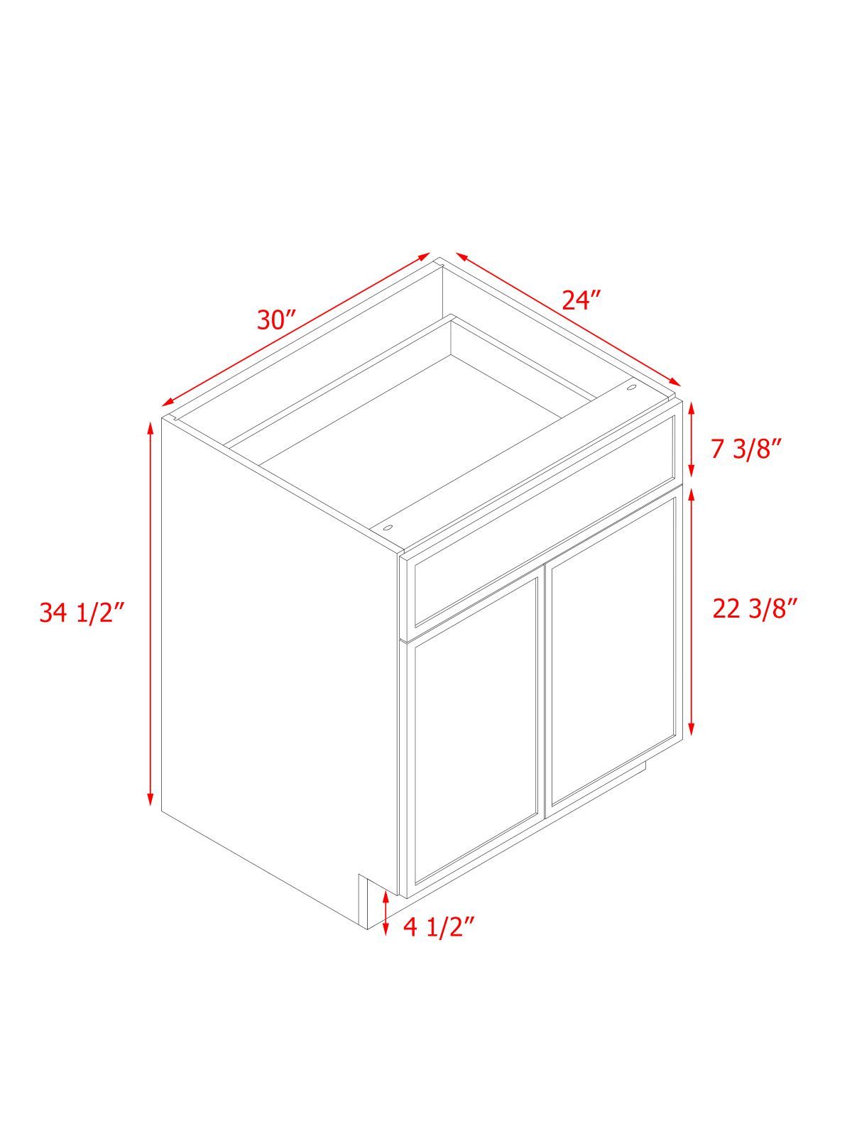 White Shaker Base Cabinet 2-Doors 1-Drawer 1-Adjustable Shelf