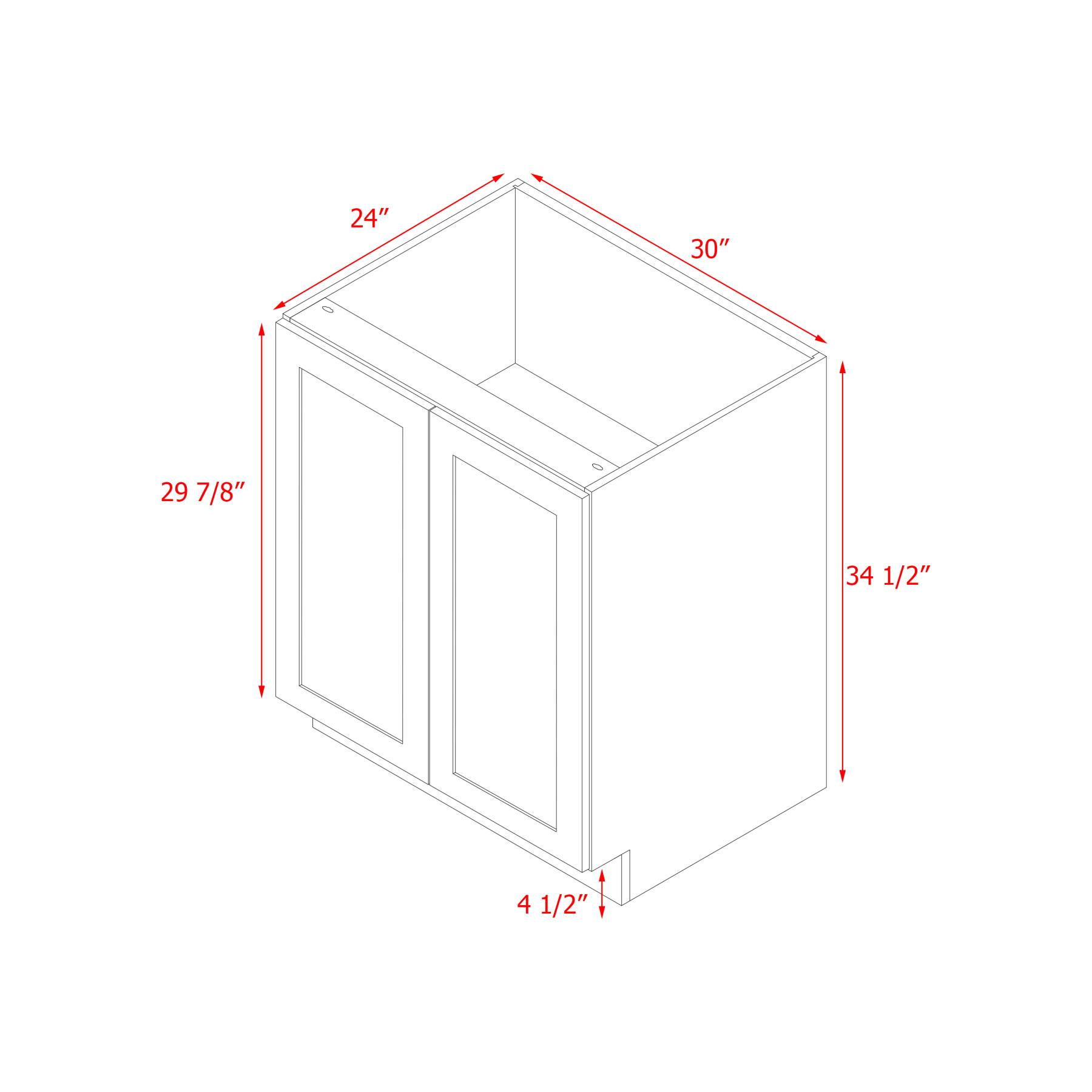 Mallorca Dolphin Gray Shaker - 30"W Base Cabinet