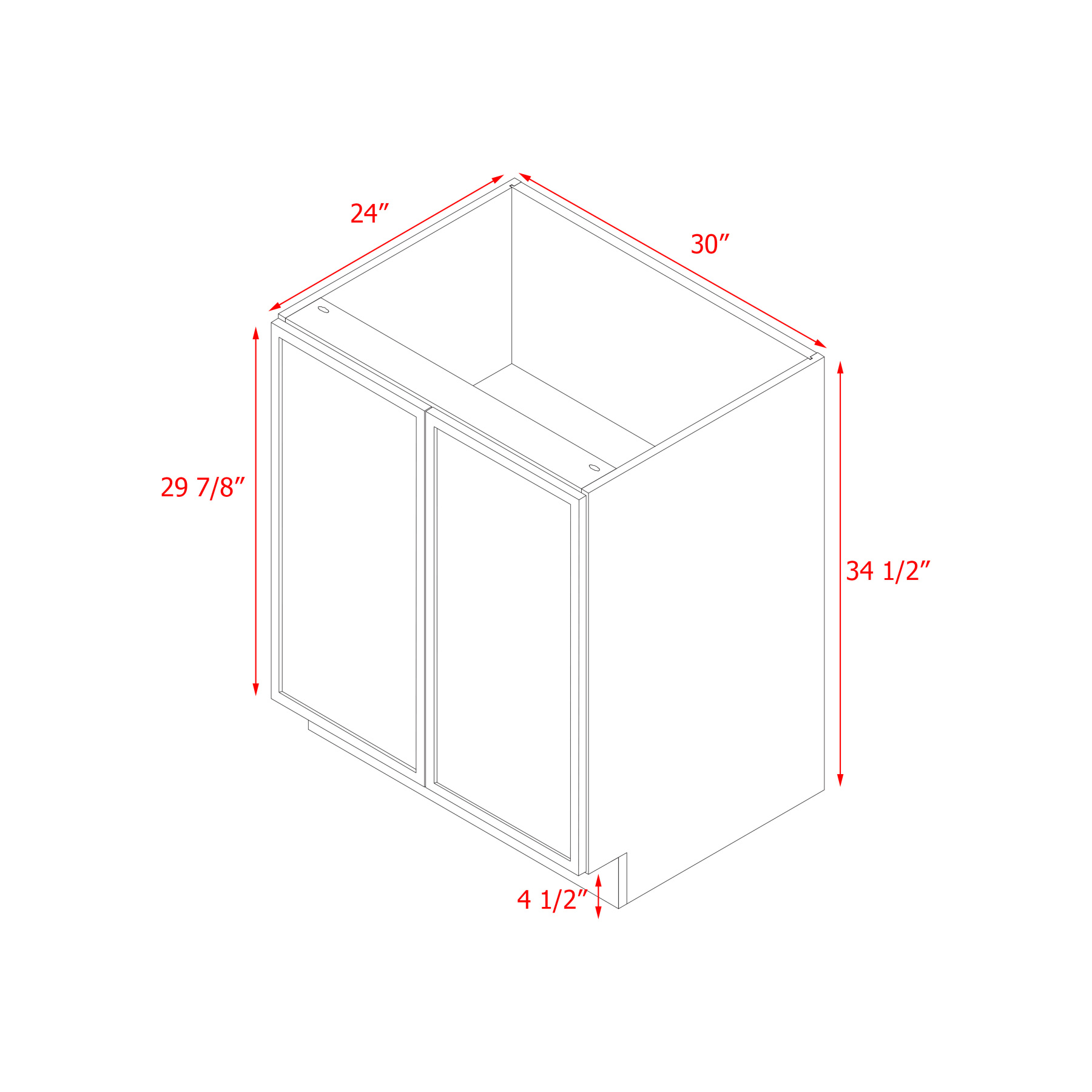 Shady Slim Gray Shaker - 30"W Base Cabinet