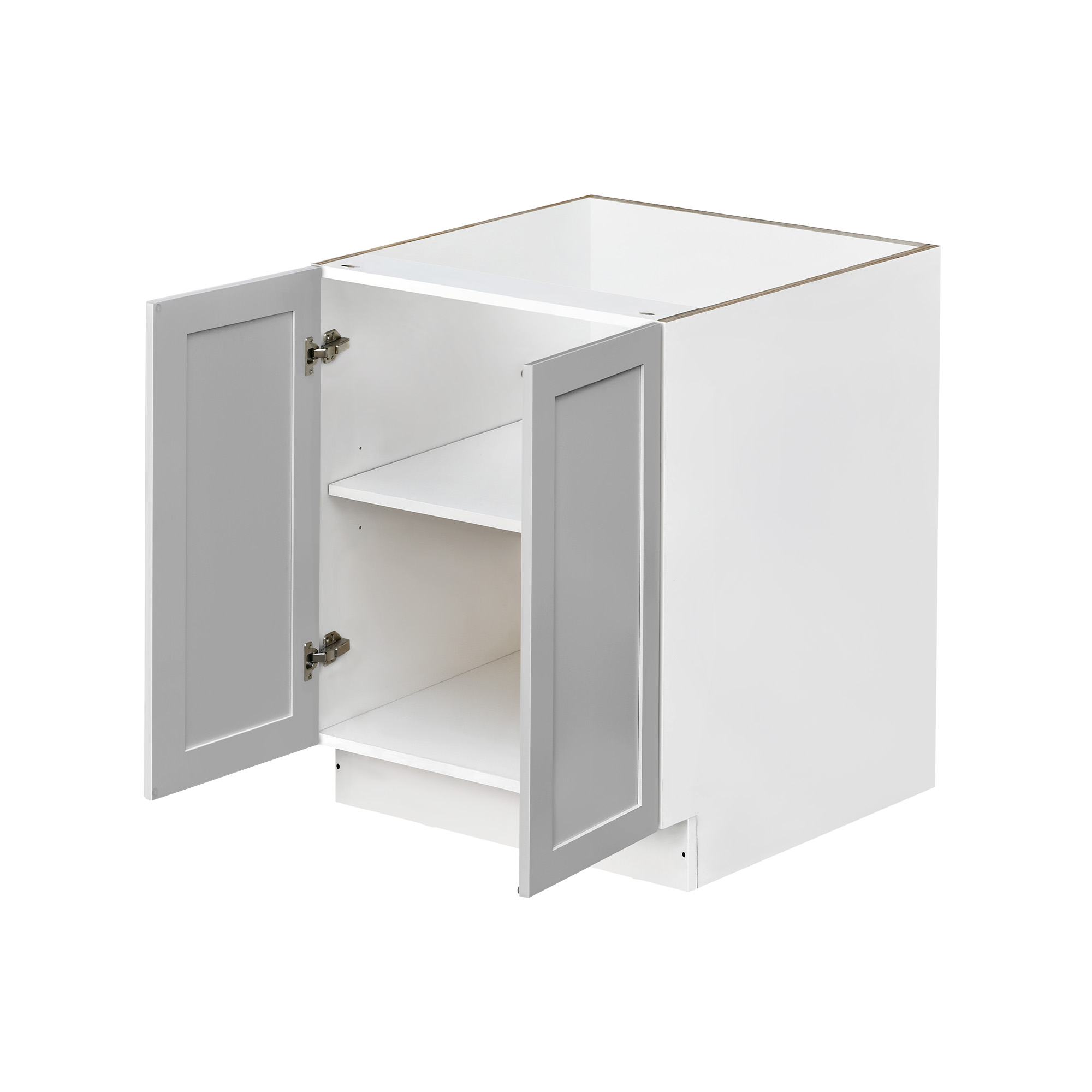 White Box Gray Shaker - 30"W Full-Height Door Base Cabinet 2-Doors 1-Adjustable Shelf