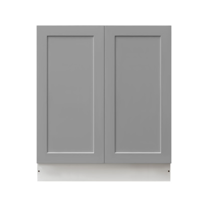 White Box Gray Shaker - 30"W Full-Height Door Base Cabinet 2-Doors 1-Adjustable Shelf