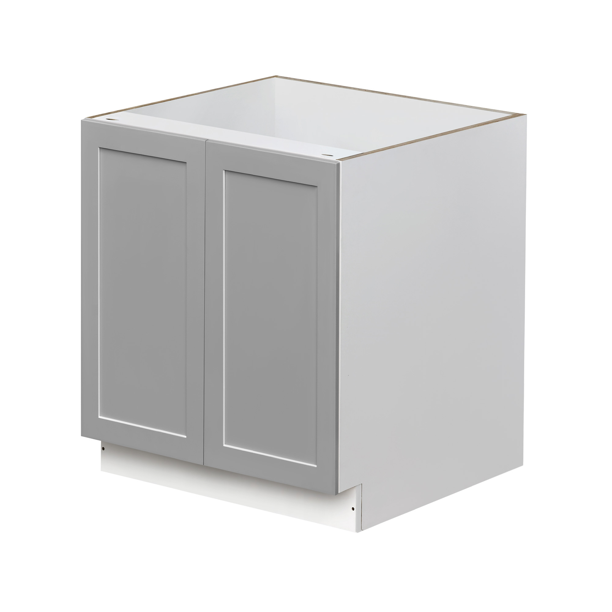 White Box Gray Shaker - 30"W Full-Height Door Base Cabinet 2-Doors 1-Adjustable Shelf