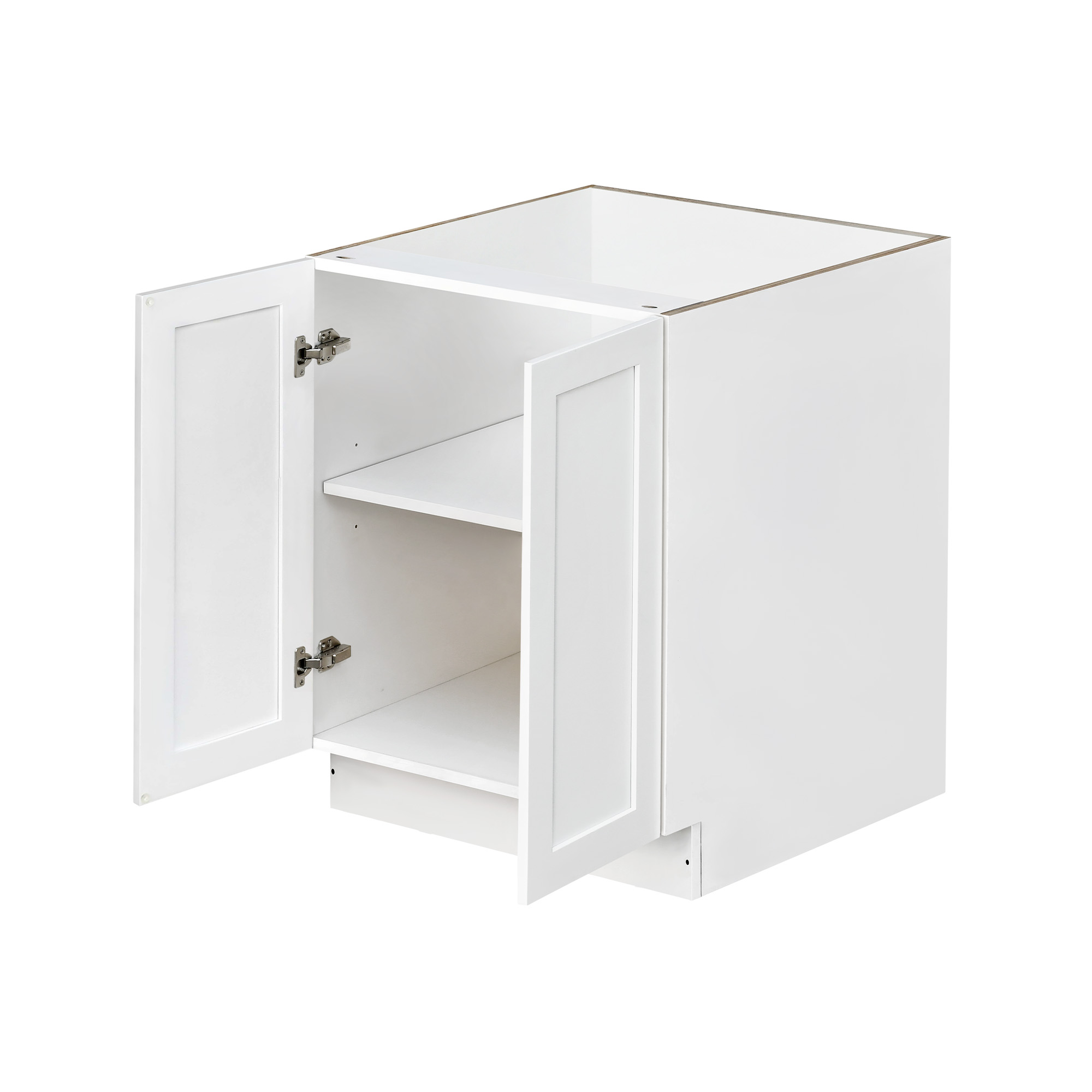 White Shaker - 30"W Full-Height Door Base Cabinet 2-Doors 1-Adjustable Shelf