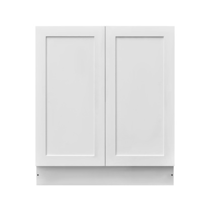 White Shaker - 30"W Full-Height Door Base Cabinet 2-Doors 1-Adjustable Shelf