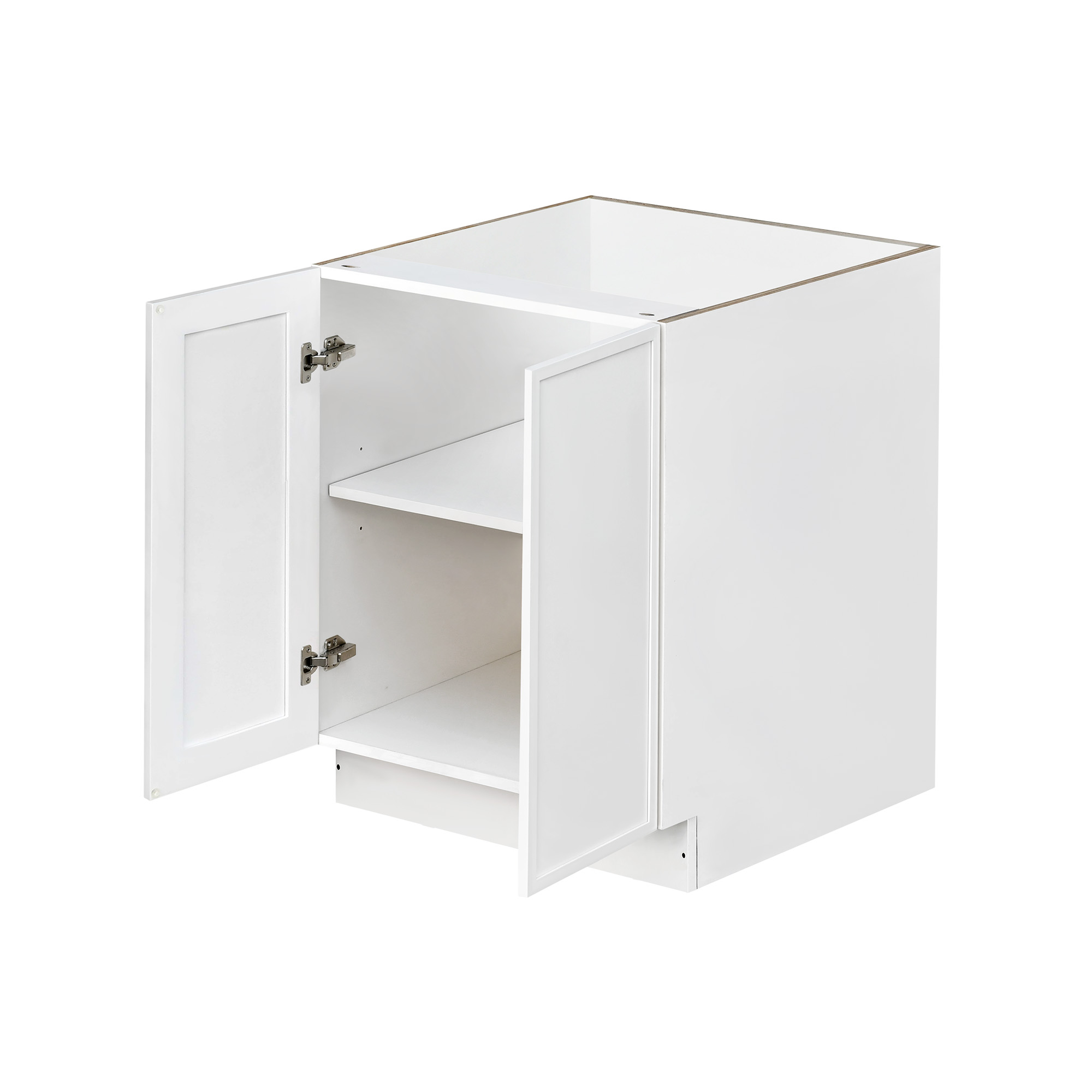 Slim White Shaker - 30"W Full-Height Door Base Cabinet 2-Doors 1-Adjustable Shelf