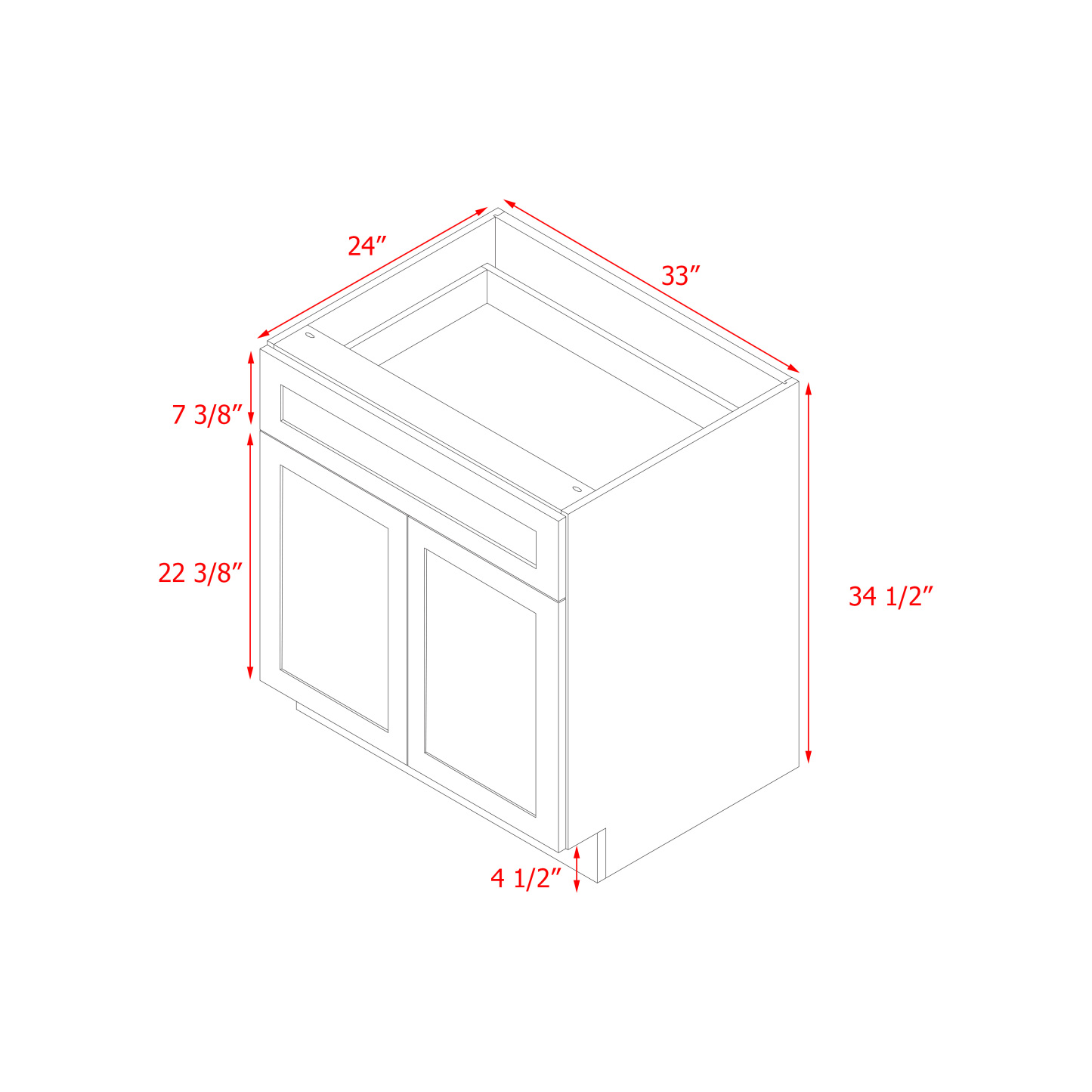 Mallorca Dolphin Gray Shaker - 33"W Base Cabinet
