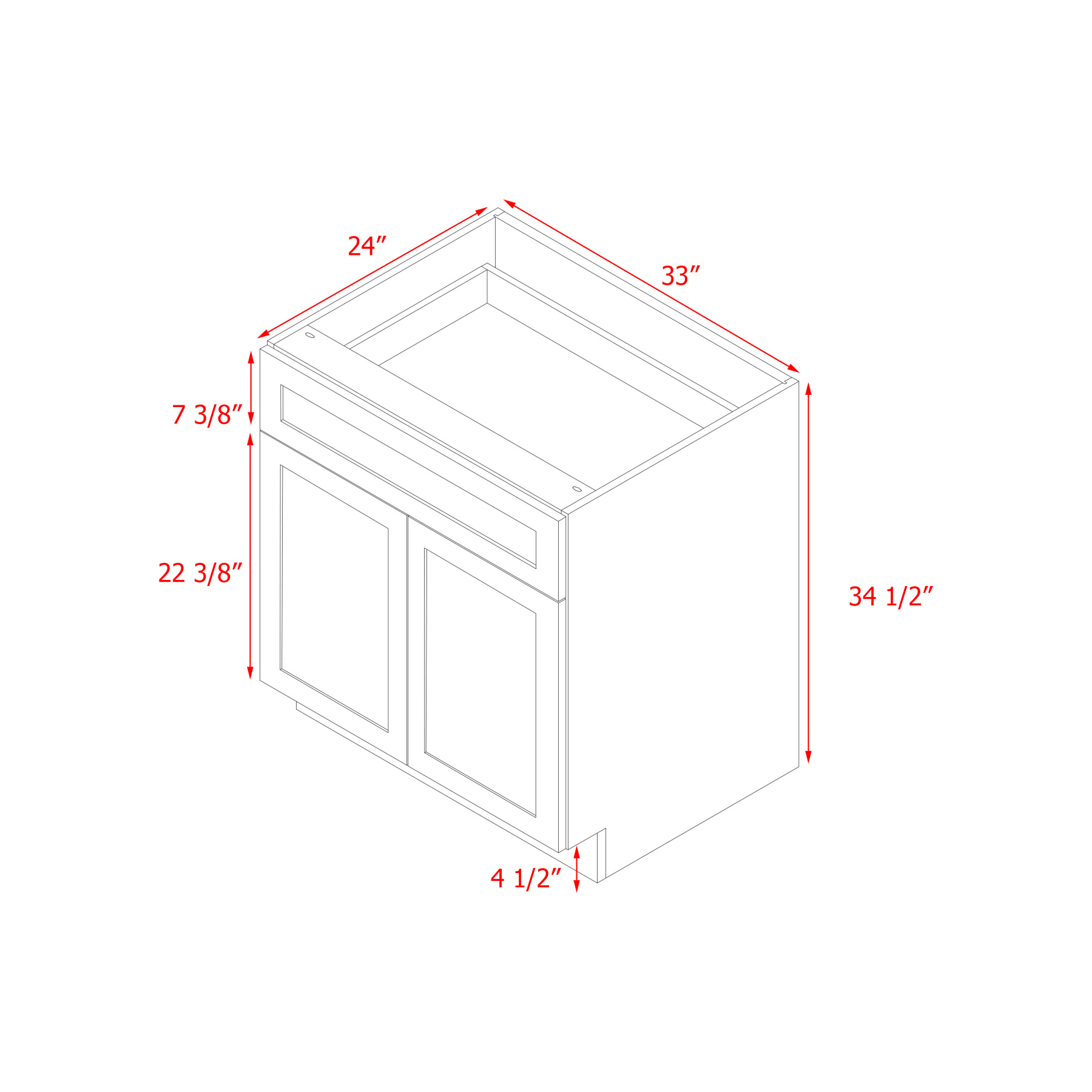 Mallorca Dolphin Gray Shaker - 33"W Base Cabinet