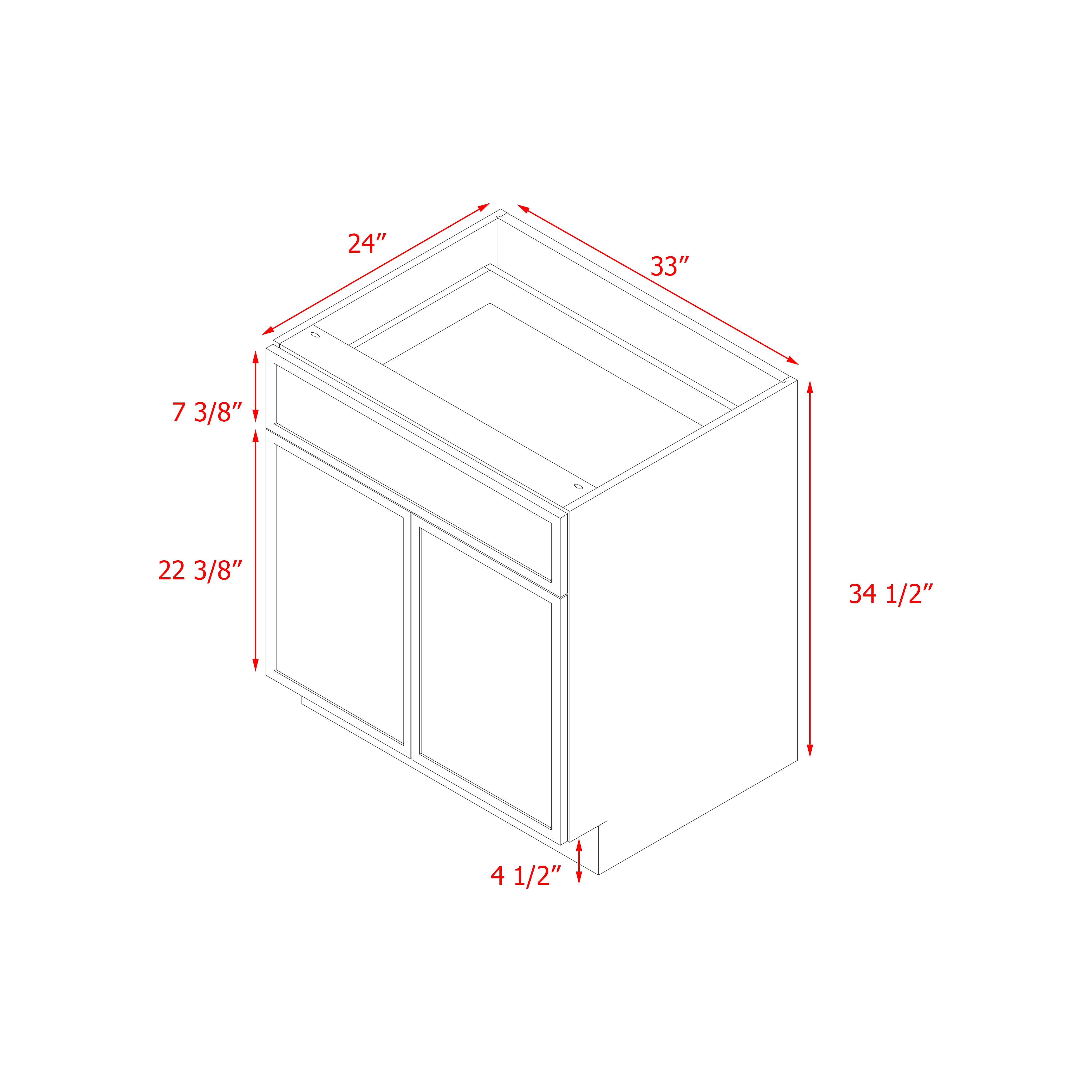 Shady Slim Gray Shaker - 33"W Base Cabinet