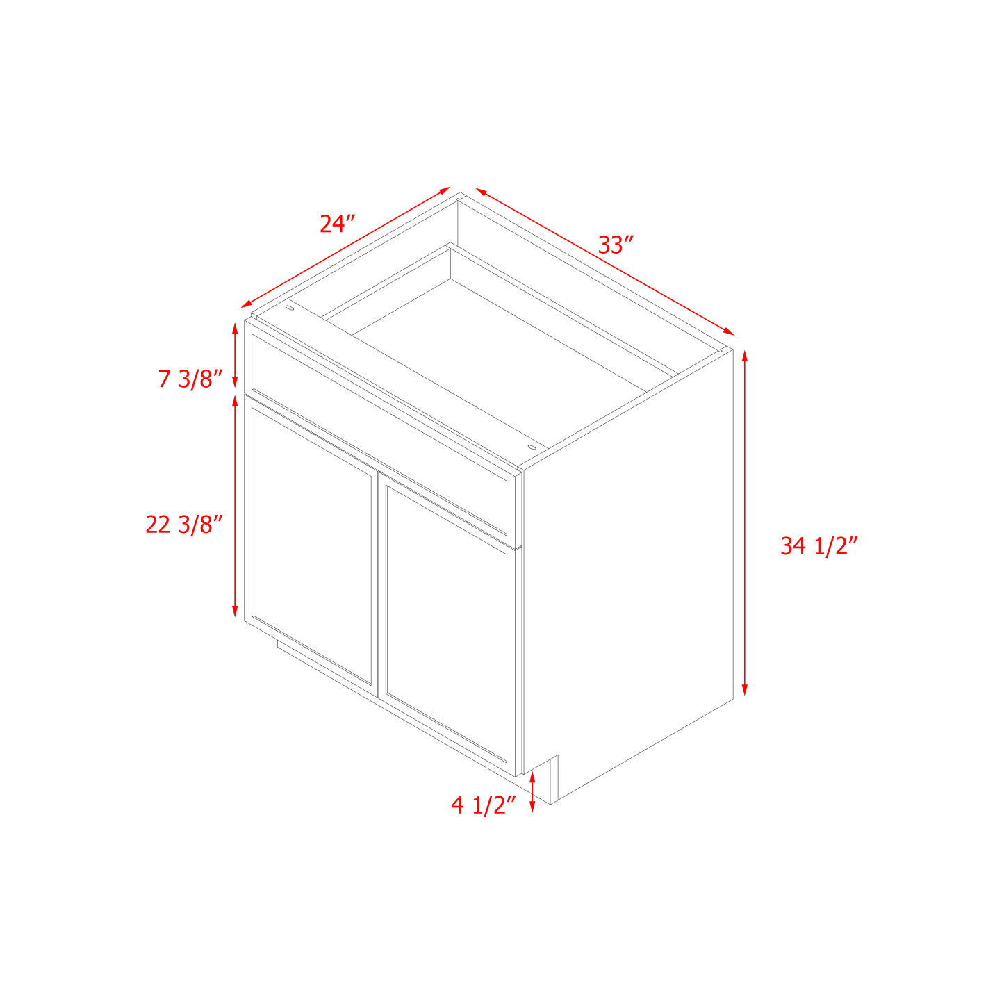 Shady Slim Gray Shaker - 33"W Base Cabinet