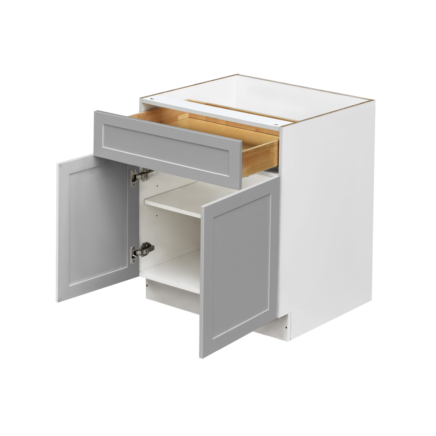 White Box Gray Shaker - 33"W Standard Base Cabinet 2-Doors 1-Drawer 1-Adjustable Shelf