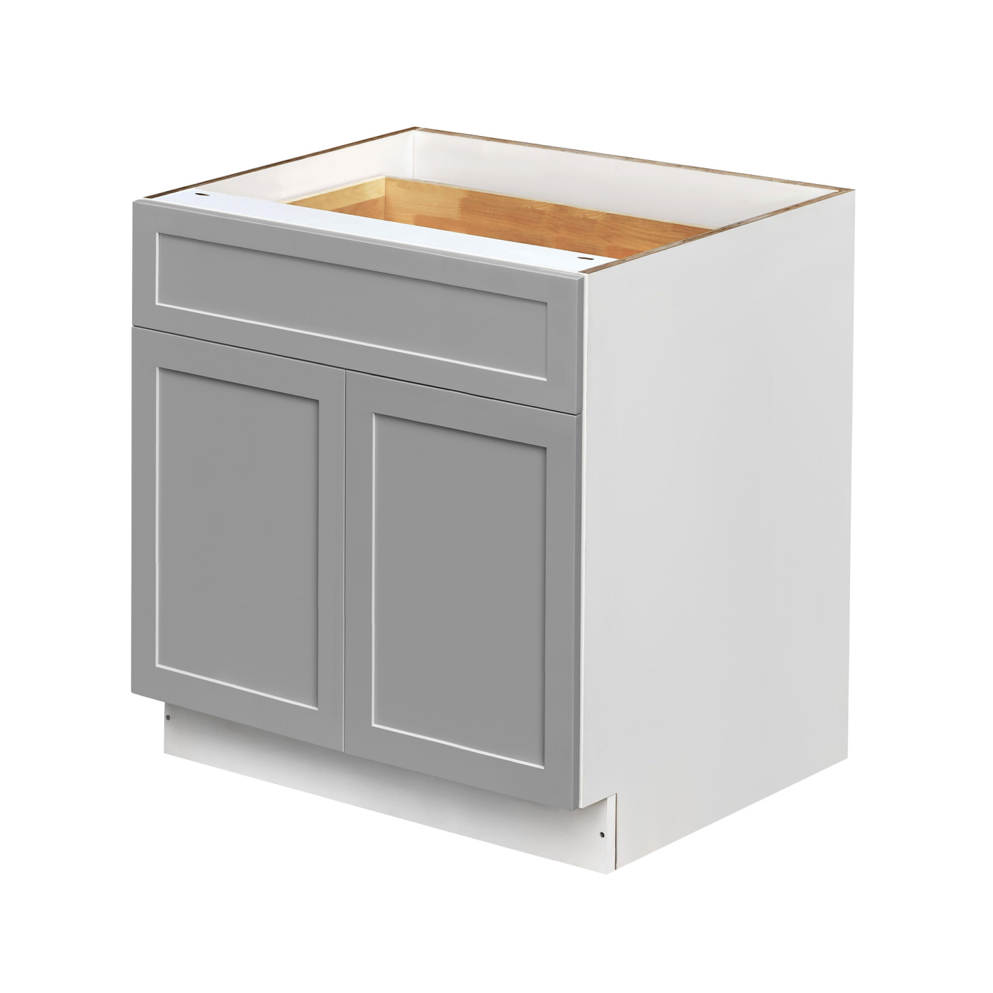 White Box Gray Shaker - 33"W Standard Base Cabinet 2-Doors 1-Drawer 1-Adjustable Shelf
