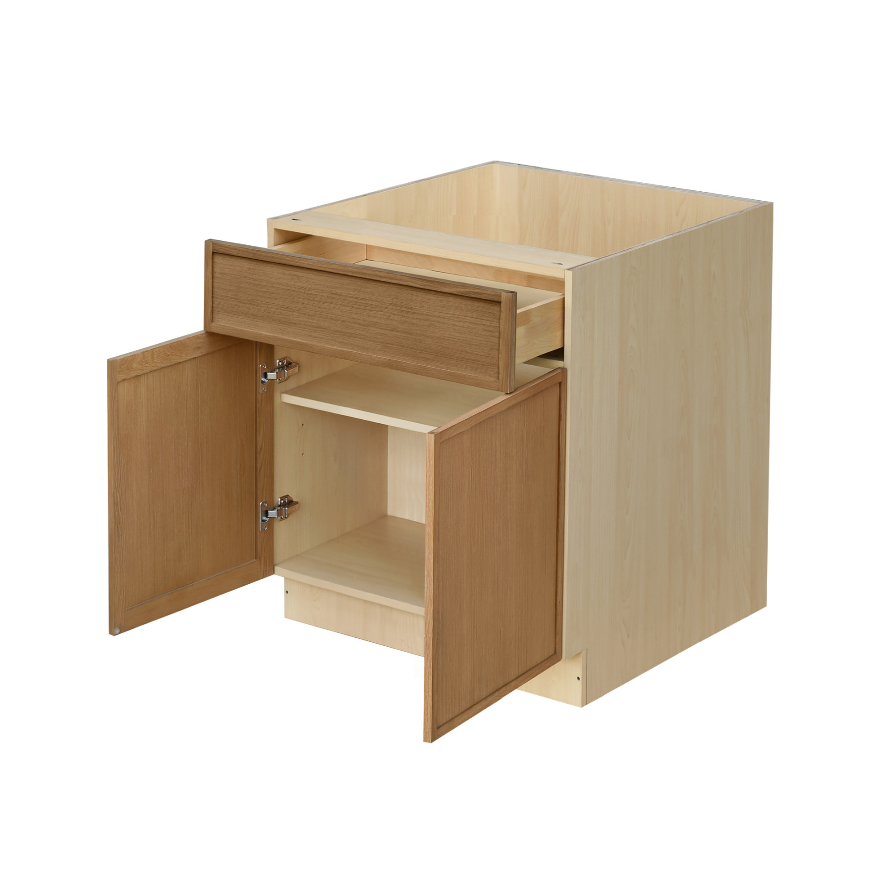 Natural Box Oak Slim - 33"W Standard Base Cabinet 2-Doors 1-Drawer 1-Adjustable Shelf