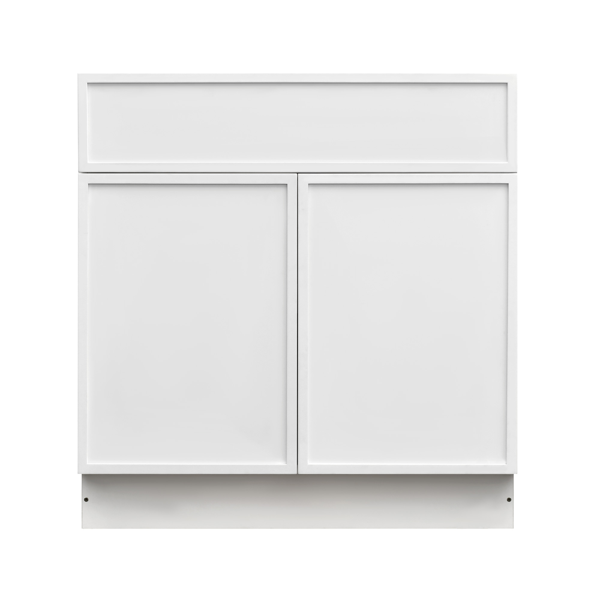 Slim White Shaker - 33"W Standard Base Cabinet 2-Doors 1-Drawer 1-Adjustable Shelf