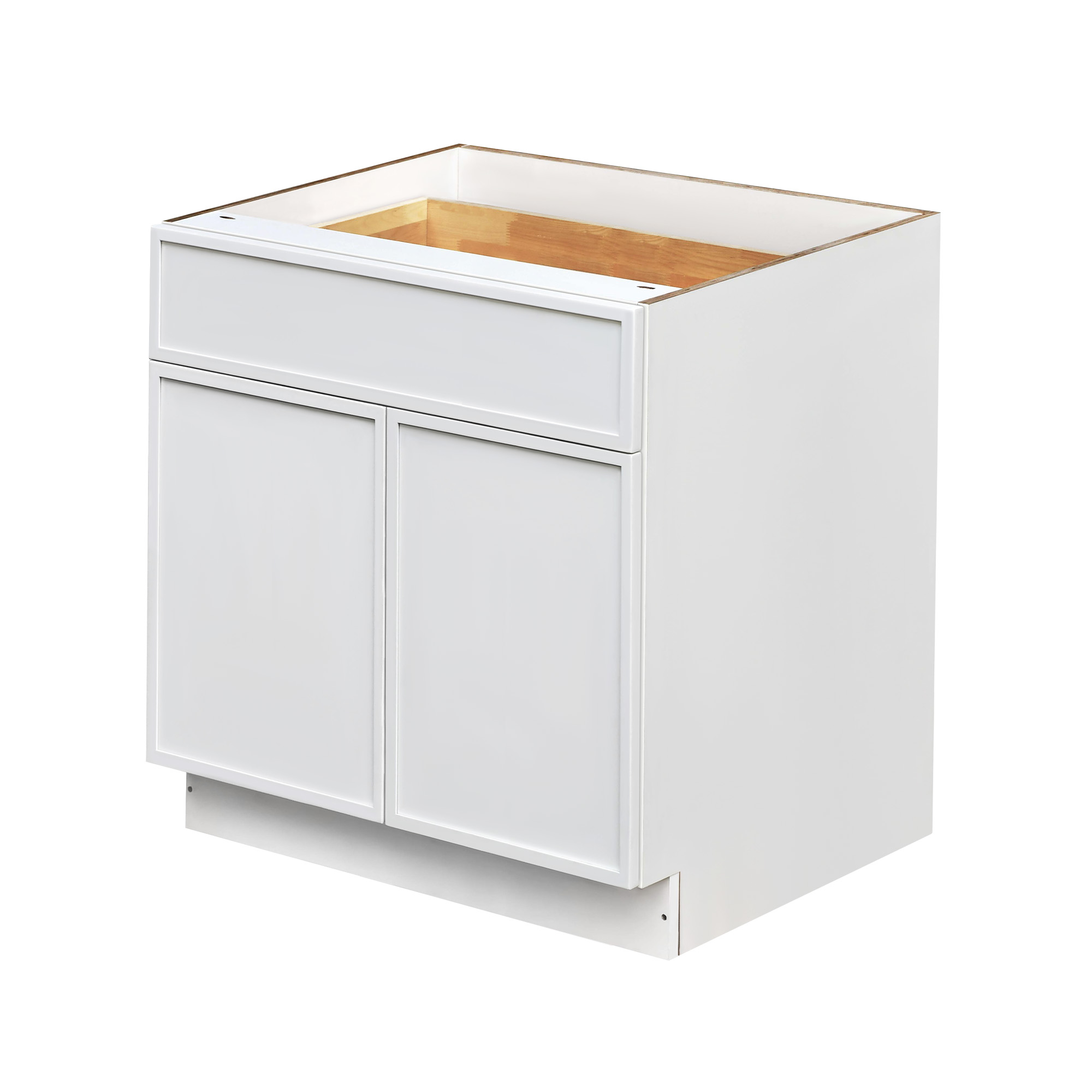 Slim White Shaker - 33"W Standard Base Cabinet 2-Doors 1-Drawer 1-Adjustable Shelf