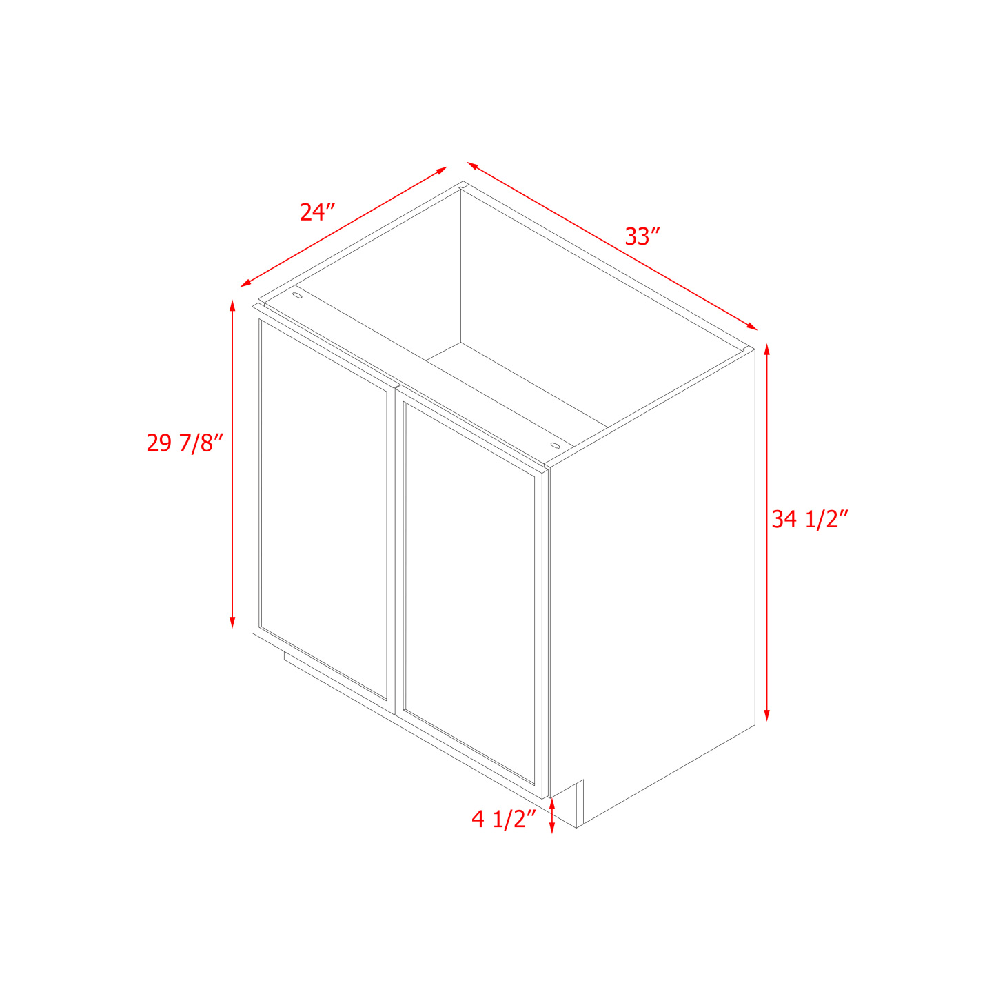Shady Slim Gray Shaker - 33"W Base Cabinet