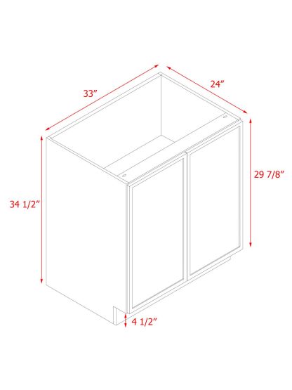 Slim White Shaker - 33"W Full-Height Door Base Cabinet 2-Doors 1-Adjustable Shelf