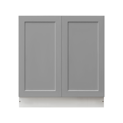 White Box Gray Shaker - 33"W Full-Height Door Base Cabinet 2-Doors 1-Adjustable Shelf