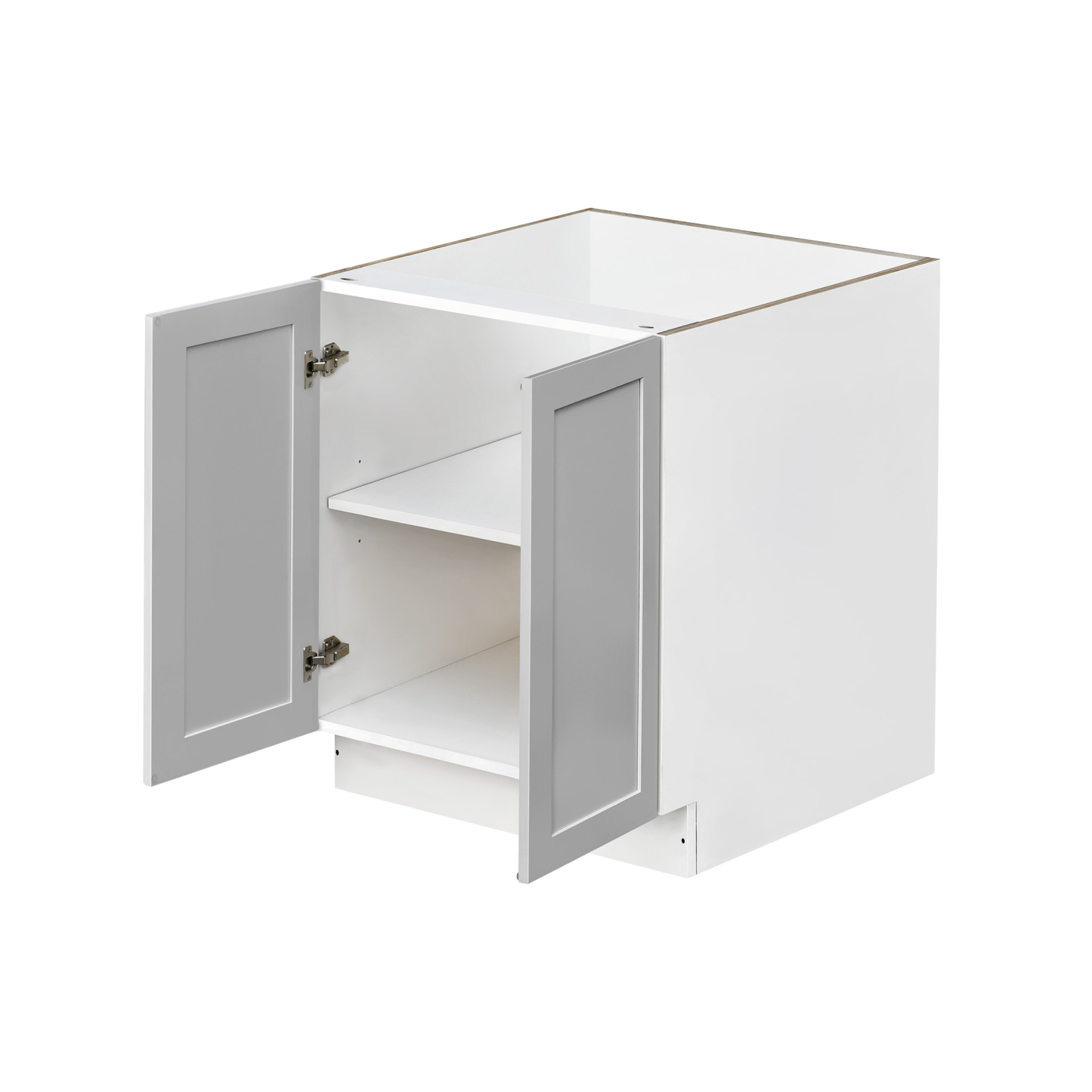 White Box Gray Shaker - 33"W Full-Height Door Base Cabinet 2-Doors 1-Adjustable Shelf