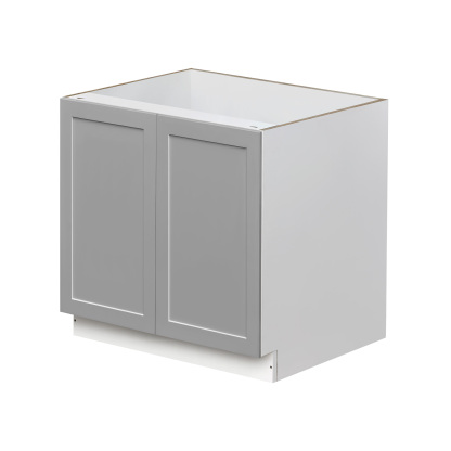 White Box Gray Shaker - 33"W Full-Height Door Base Cabinet 2-Doors 1-Adjustable Shelf