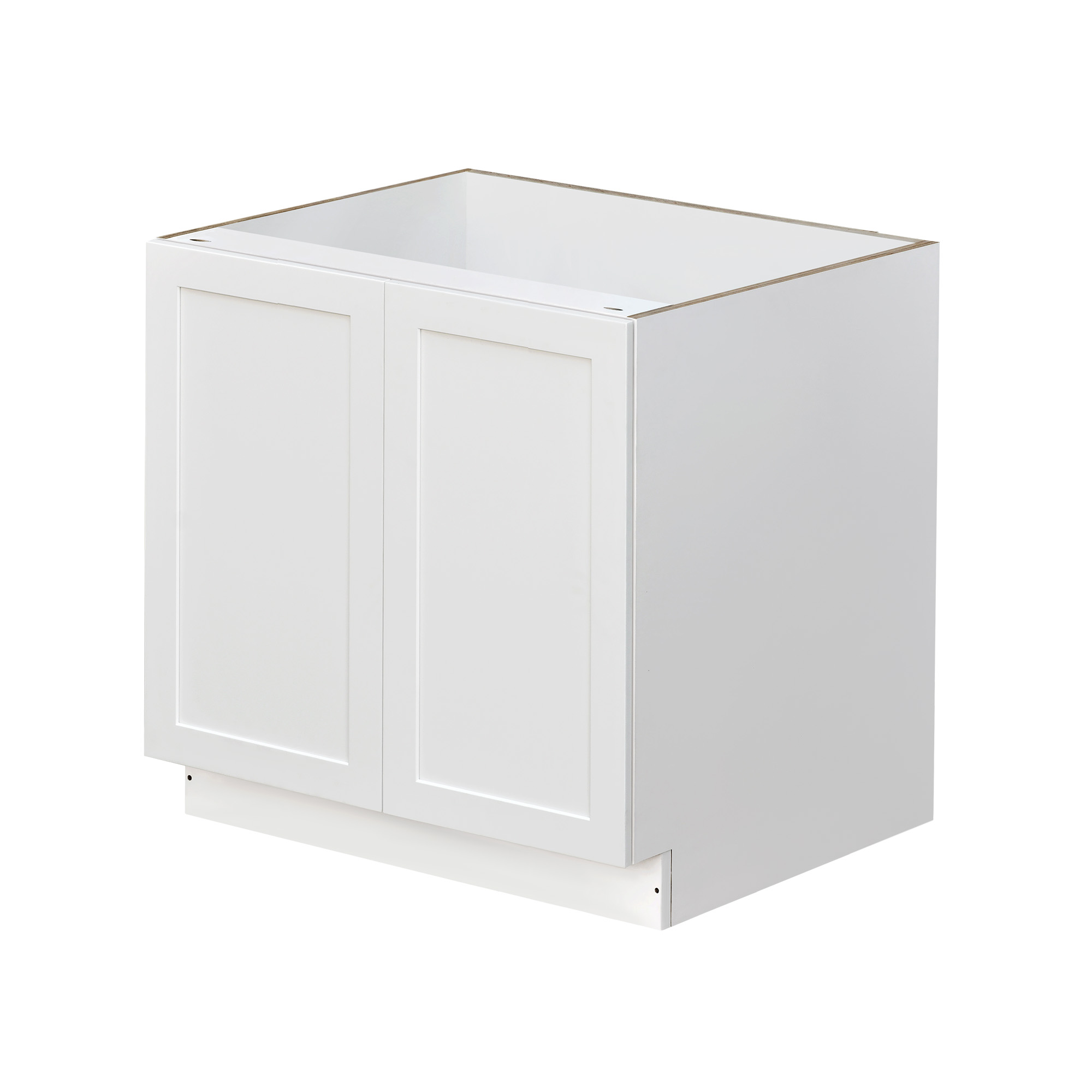 White Shaker - 33"W Full-Height Door Base Cabinet 2-Doors 1-Adjustable Shelf
