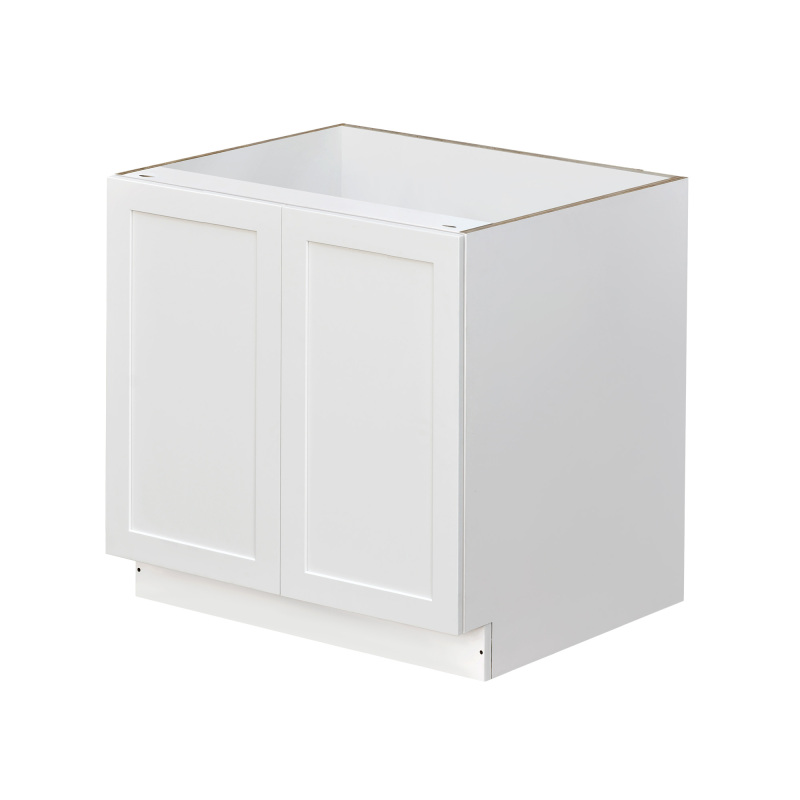 White Shaker - 33"W Full-Height Door Base Cabinet 2-Doors 1-Adjustable Shelf