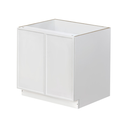Slim White Shaker - 33"W Full-Height Door Base Cabinet 2-Doors 1-Adjustable Shelf