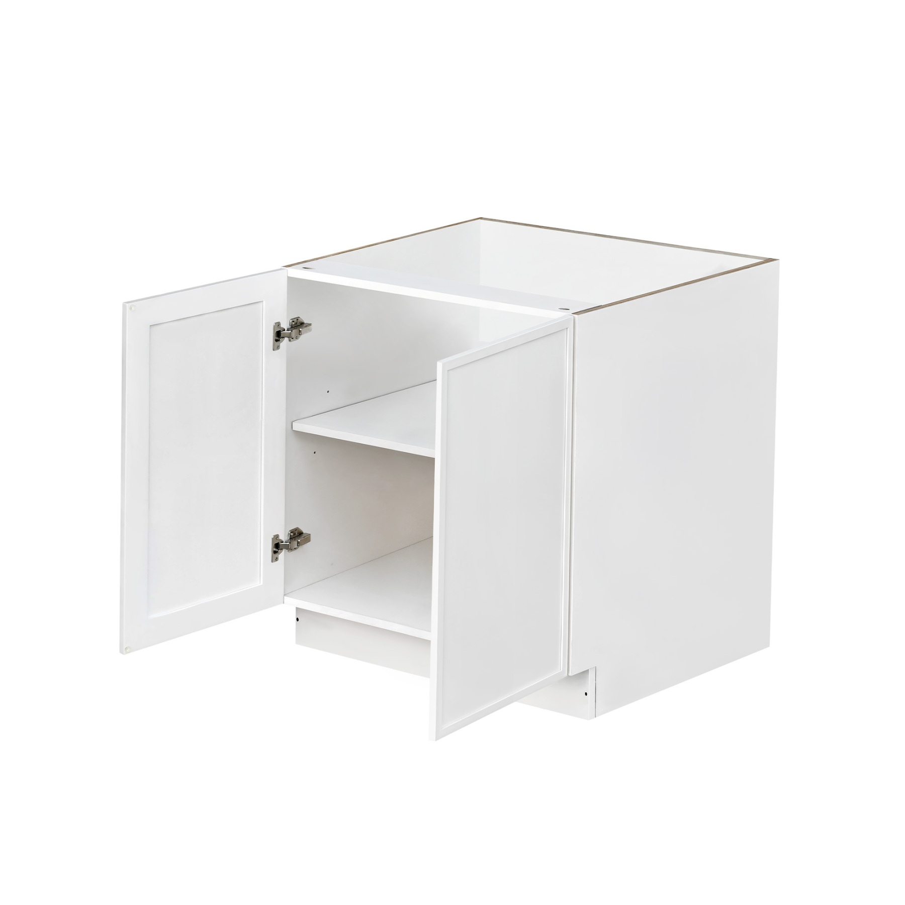 Slim White Shaker - 33"W Full-Height Door Base Cabinet 2-Doors 1-Adjustable Shelf