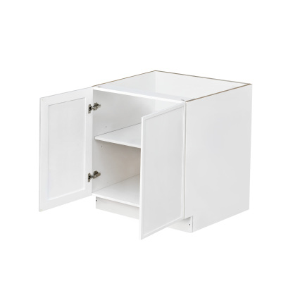 Slim White Shaker - 33"W Full-Height Door Base Cabinet 2-Doors 1-Adjustable Shelf