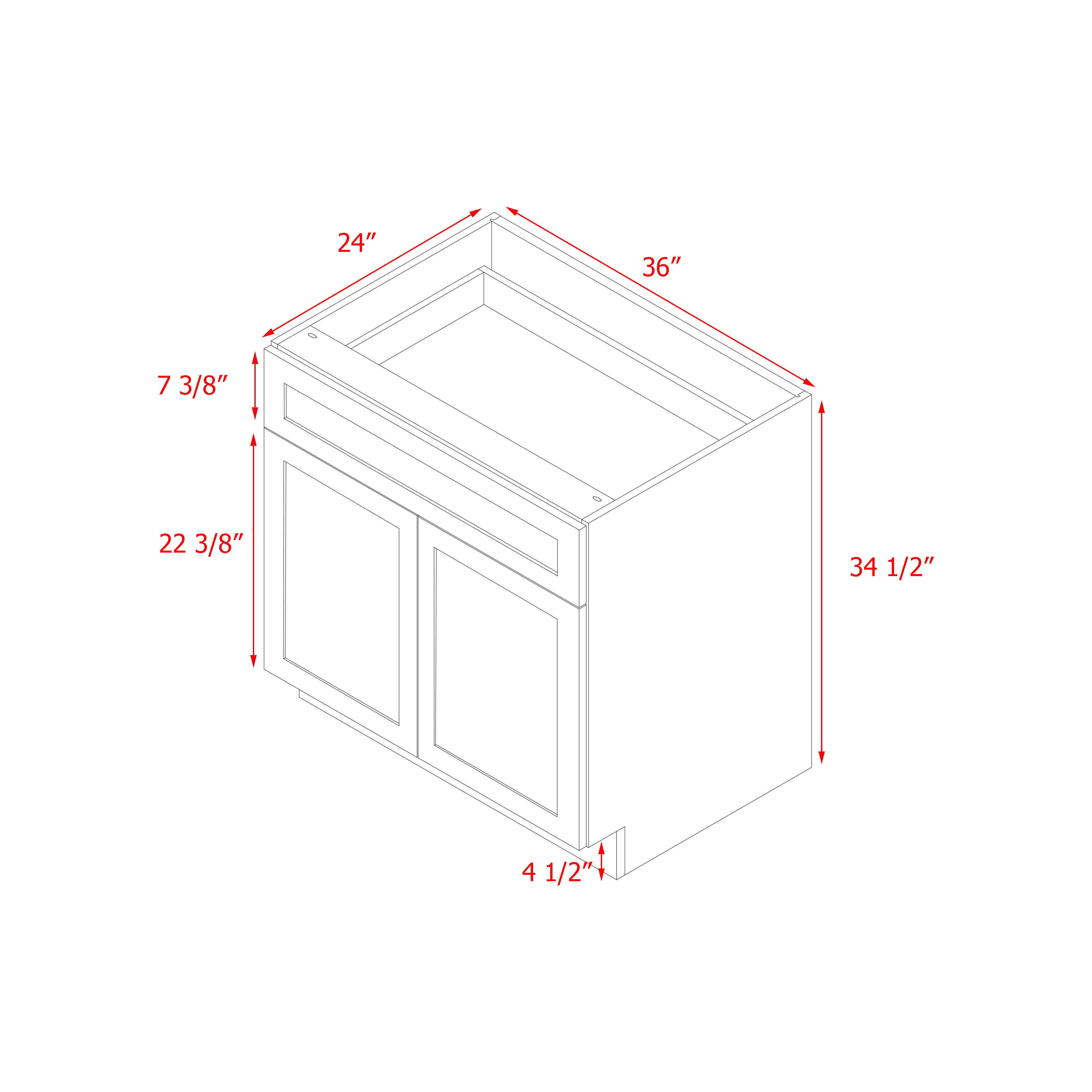 Mallorca Dolphin Gray Shaker - 36"W Base Cabinet