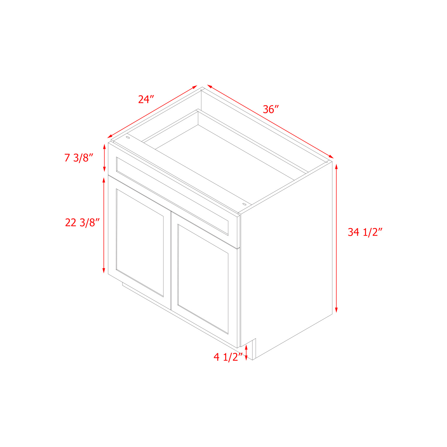 Mallorca Dolphin Gray Shaker - 36"W Base Cabinet
