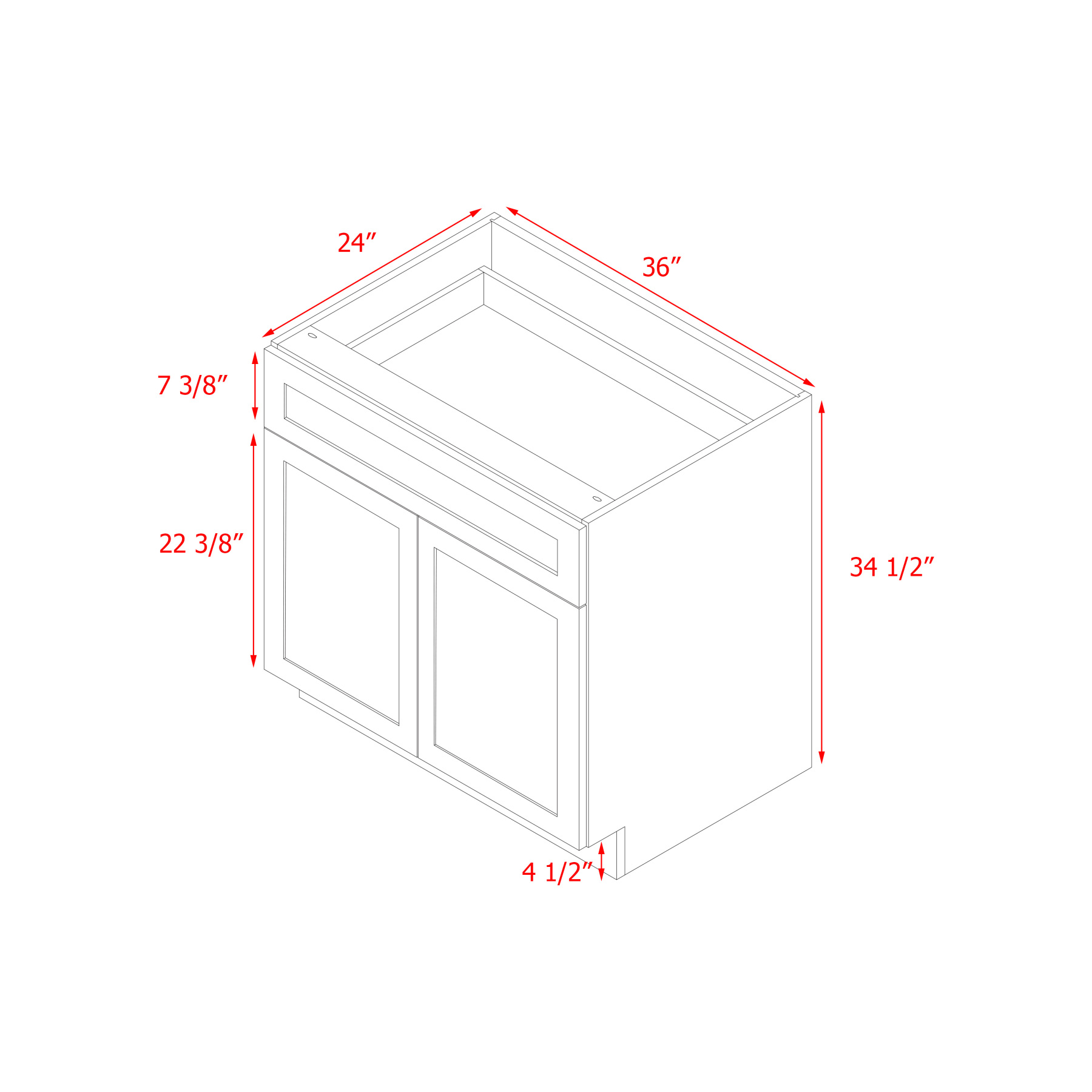 Mallorca Dolphin Gray Shaker - 36"W Base Cabinet