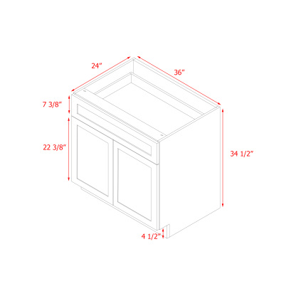 Mallorca Dolphin Gray Shaker - 36"W Base Cabinet