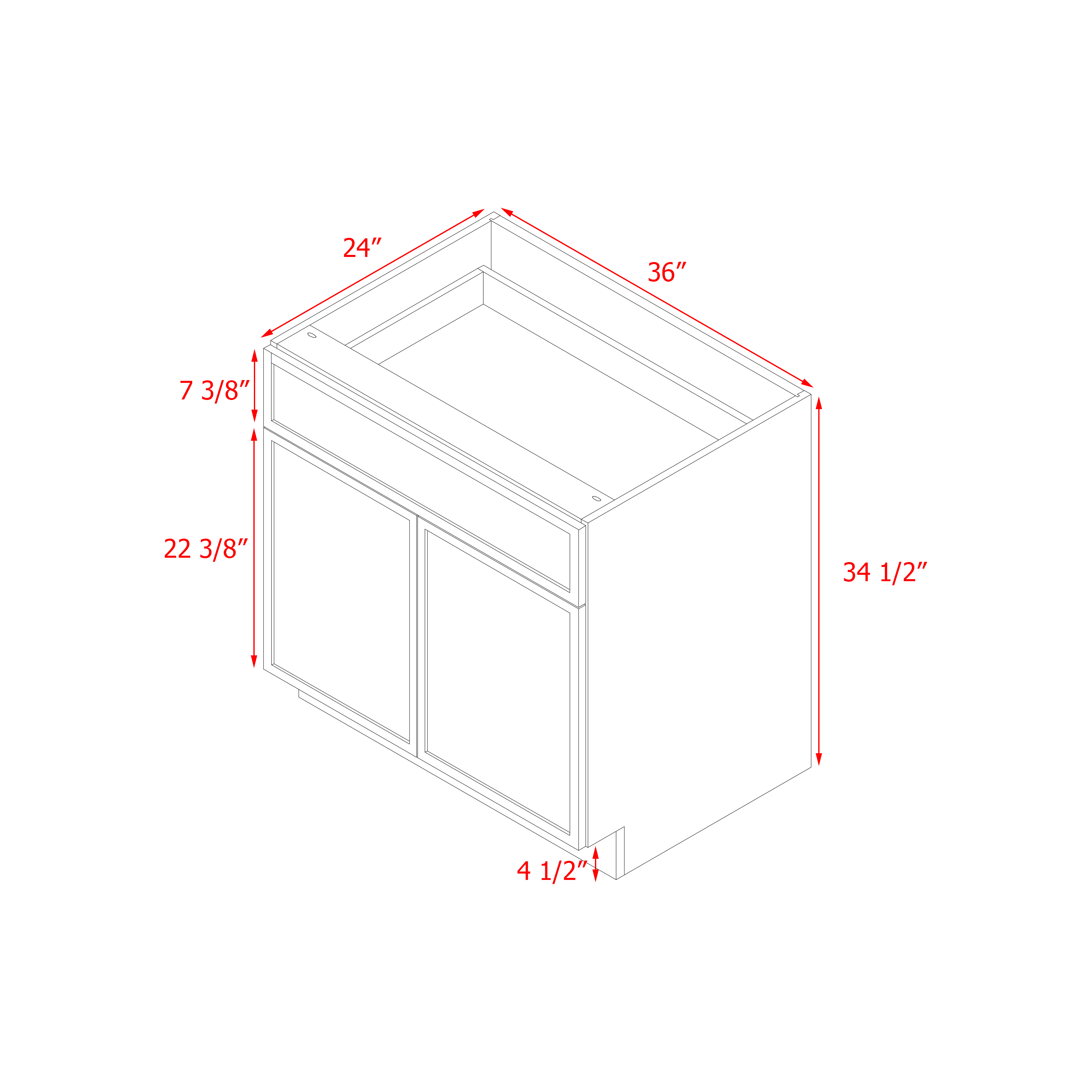 Shady Slim Gray Shaker - 36"W Base Cabinet
