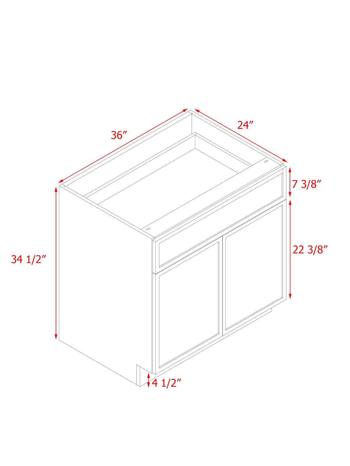 White Box Gray Slim - 36"W Standard Base Cabinet 2-Doors 1-Drawer 1-Adjustable Shelf