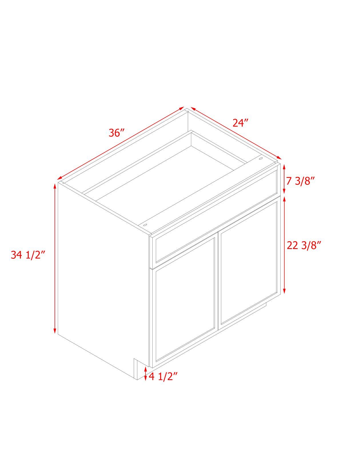 White Box Gray Slim - 36"W Standard Base Cabinet 2-Doors 1-Drawer 1-Adjustable Shelf